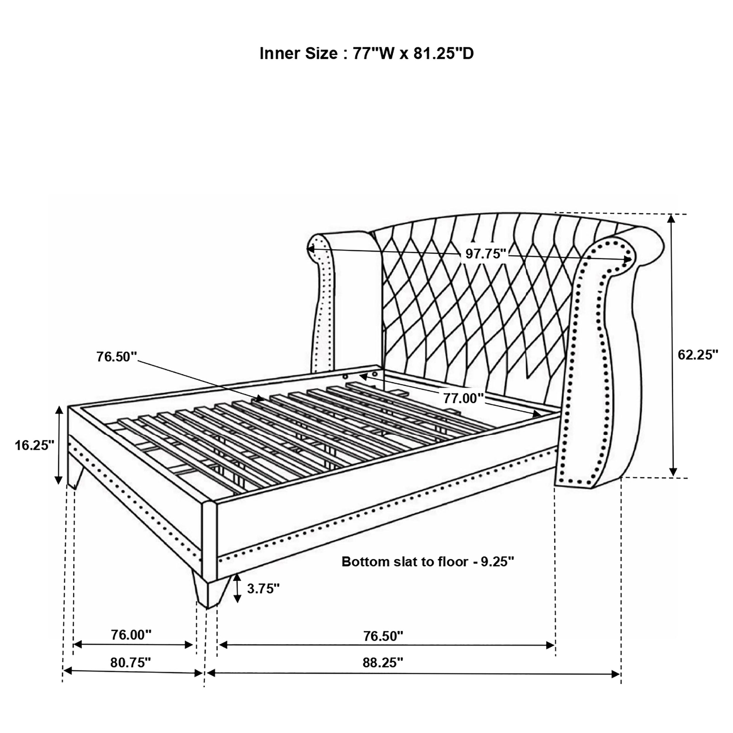 Barzini Upholstered Eastern King Wingback Bed White — view 3