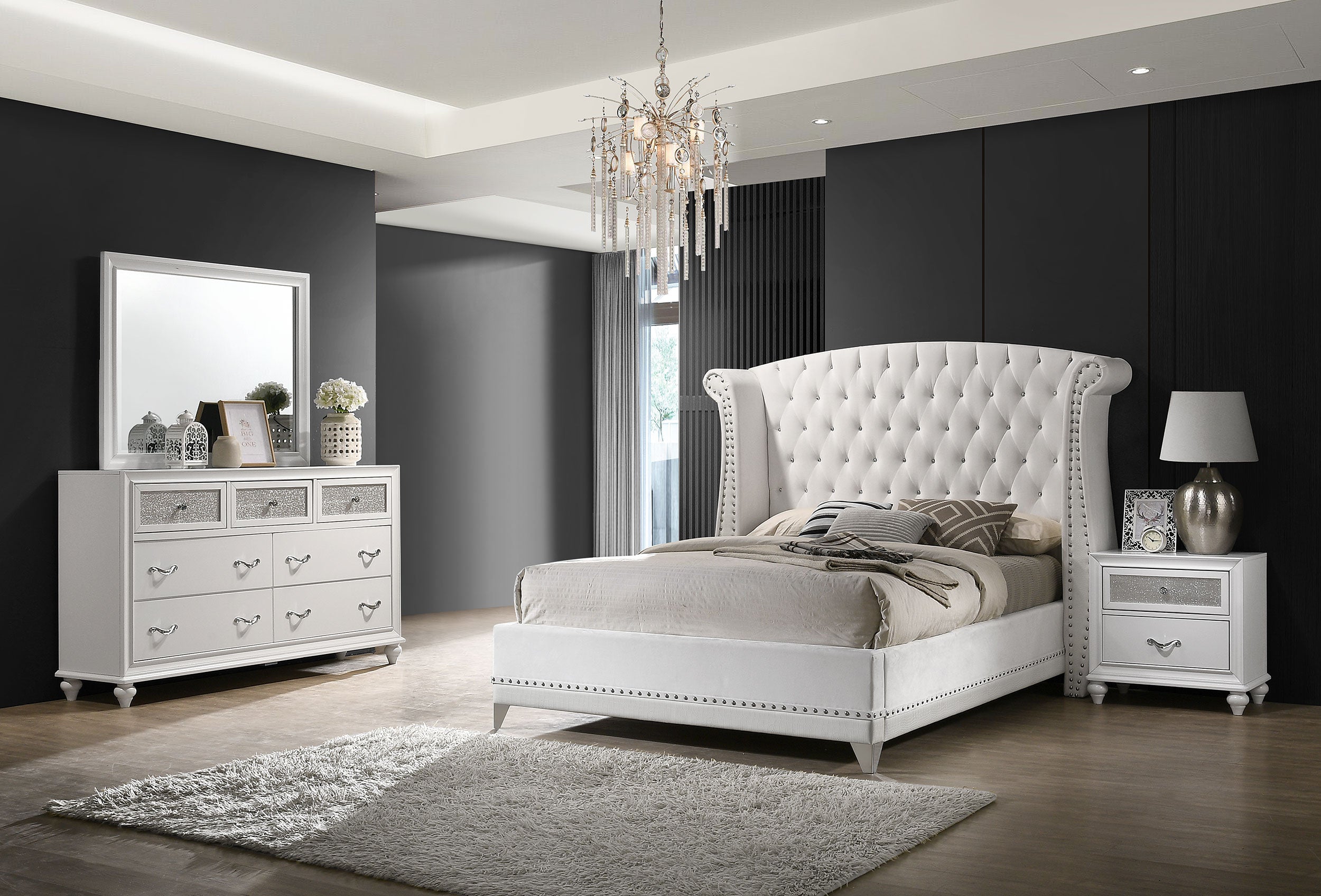 Barzini 4-piece California King Bedroom Set White — view 1