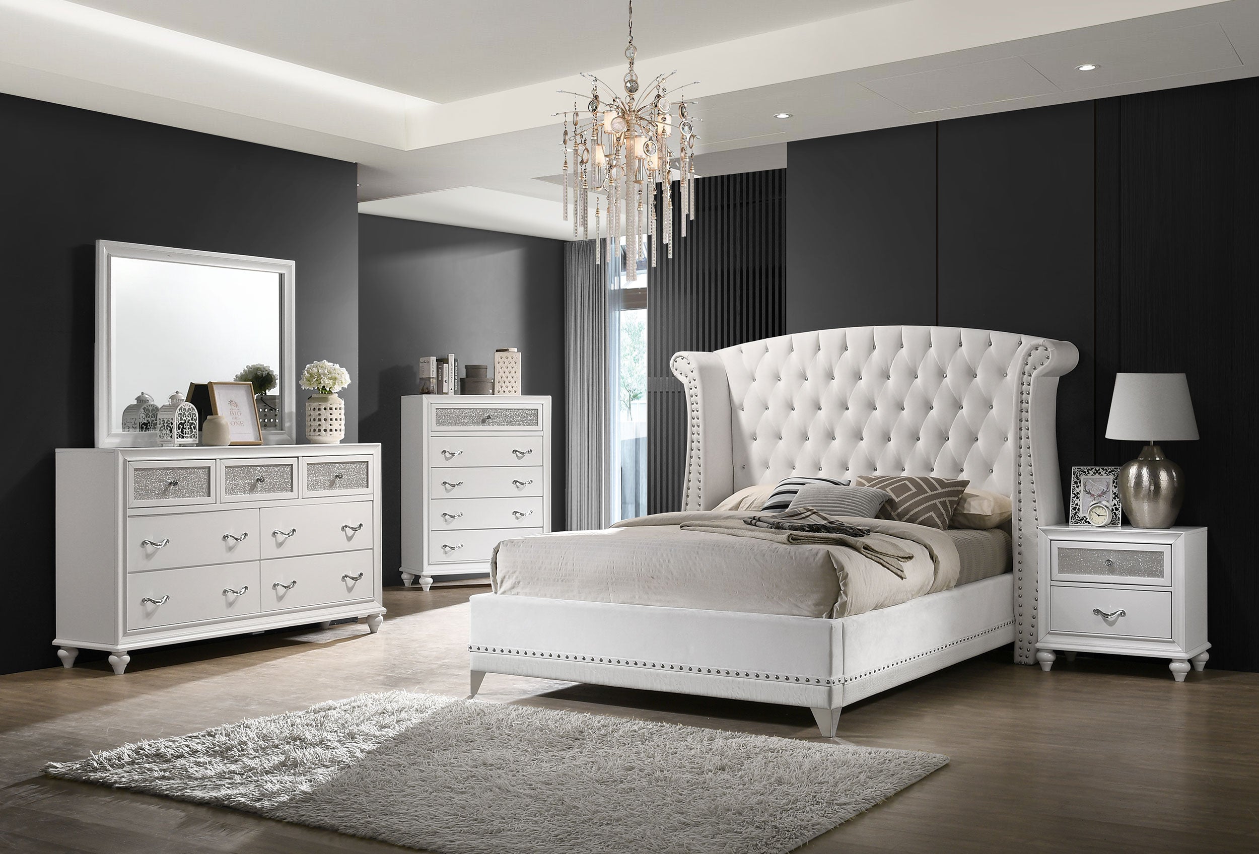 Barzini 5-piece California King Bedroom Set White — view 1