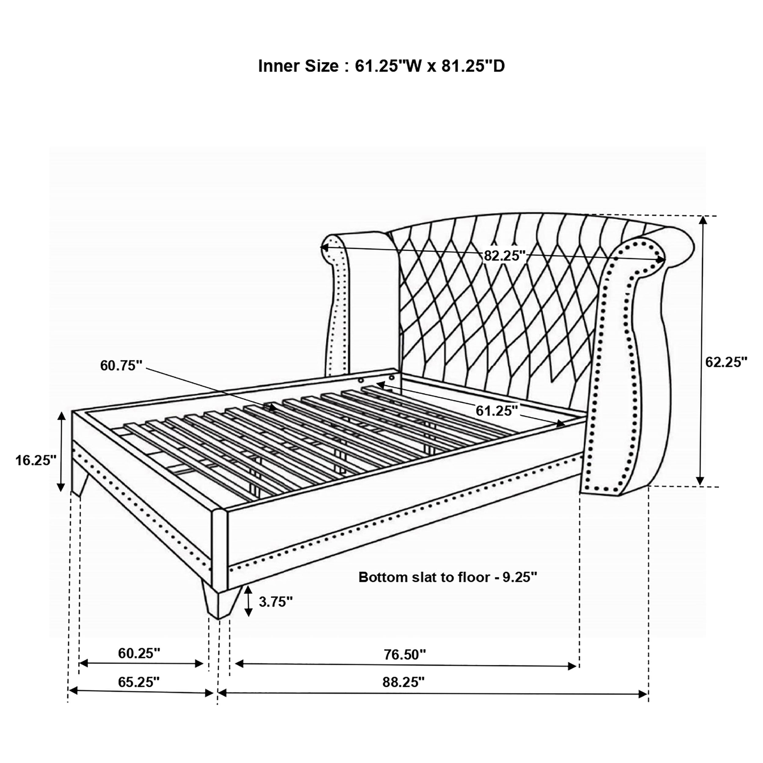 Barzini Upholstered Queen Wingback Bed White — view 3