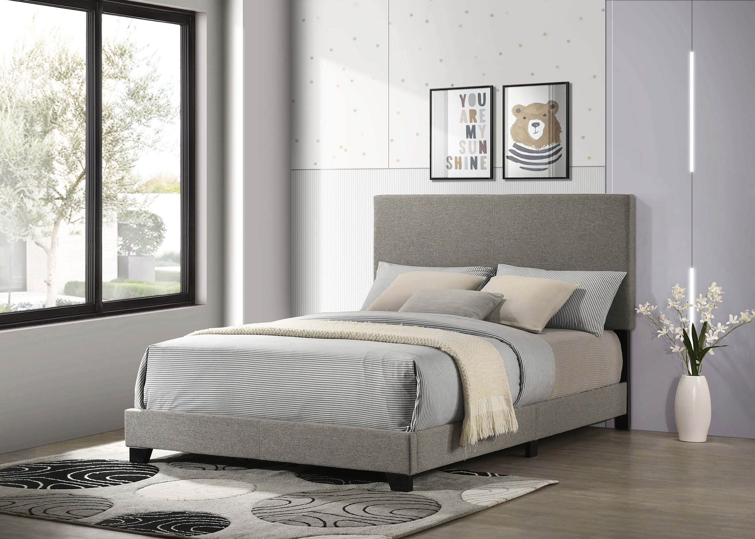 Dorian Fabric Upholstered Full Panel Bed Taupe — view 2
