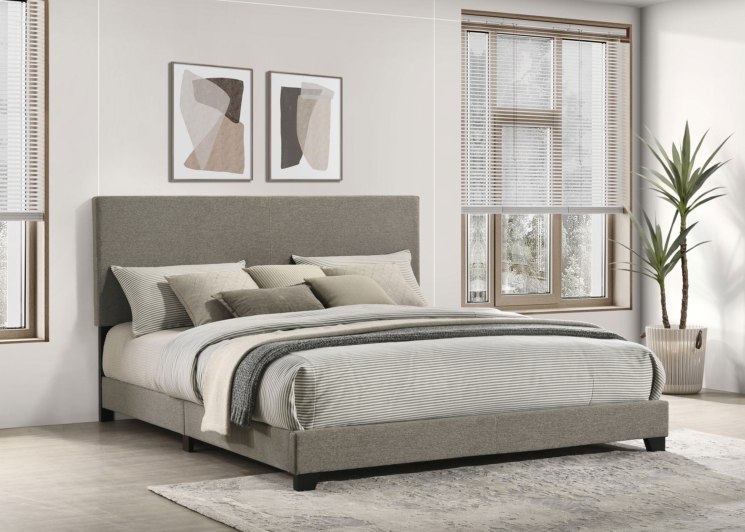 Dorian Fabric Upholstered California King Panel Bed Taupe — view 2