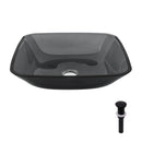 Square Vessel Sink For Bathroom, Above Counter Design With Pop Up Drain, Smooth Rounded Edges - Grey