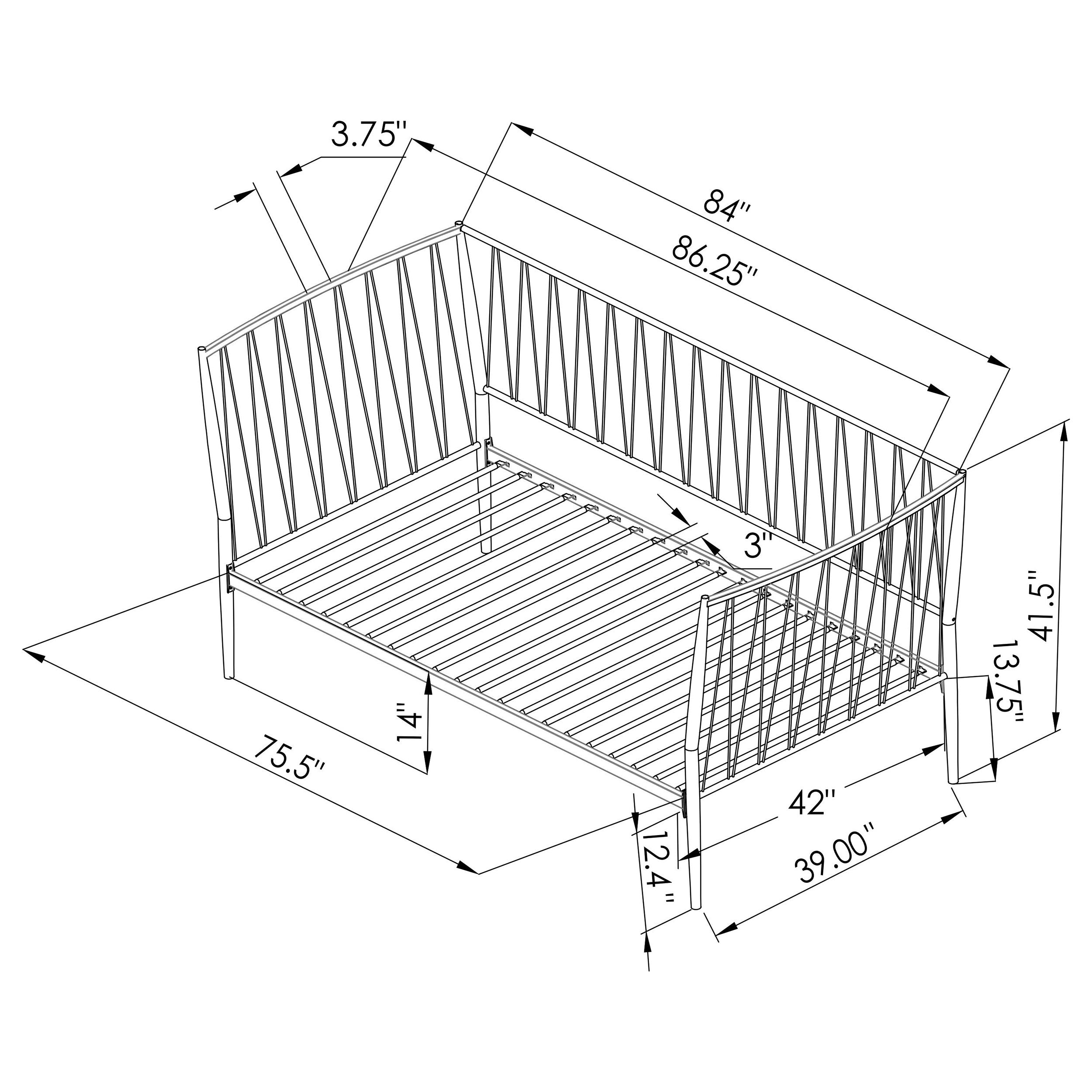 Richland Metal Twin Daybed Bed Frame Matte Black — view 9