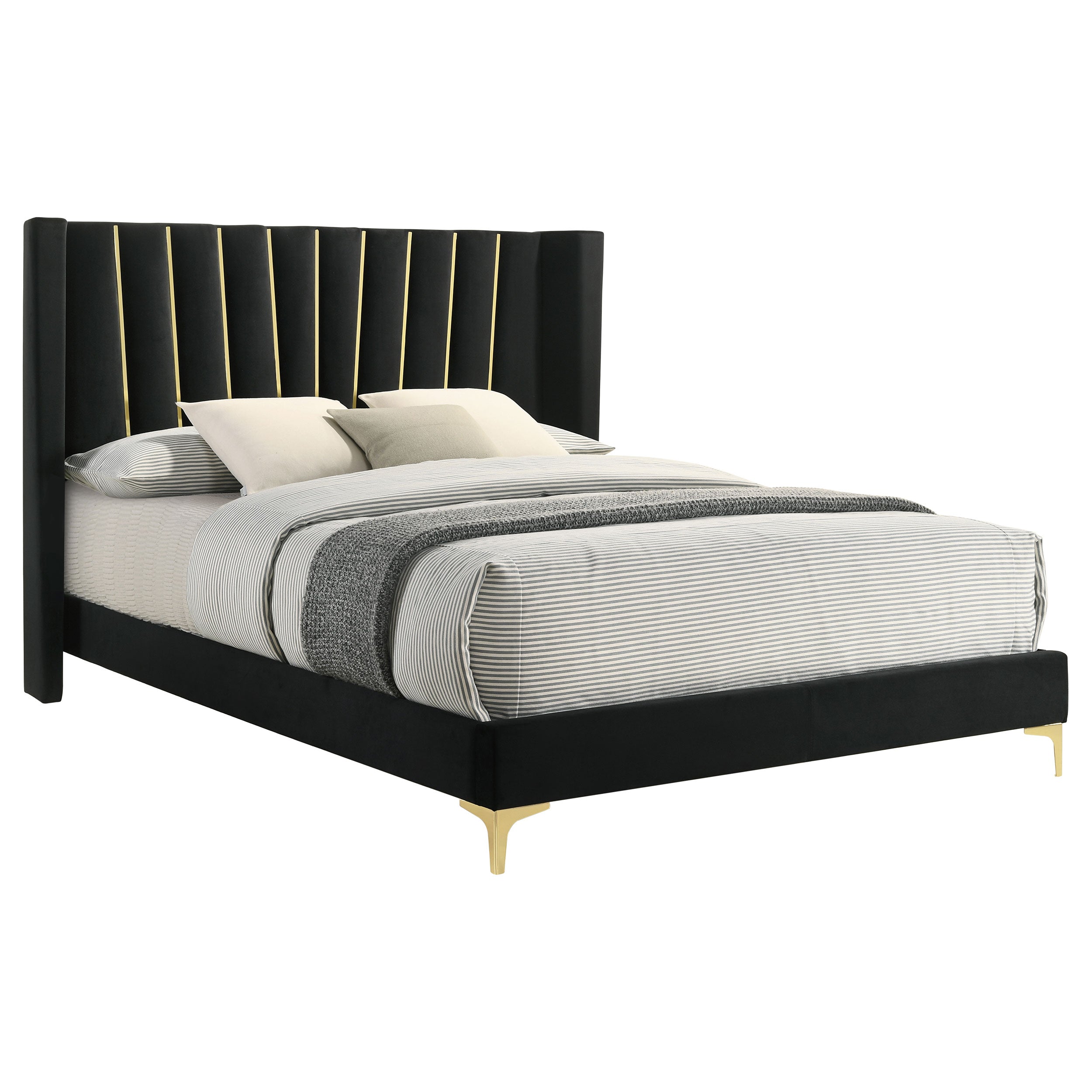 Kendall Upholstered Eastern King Panel Bed Black — view 3