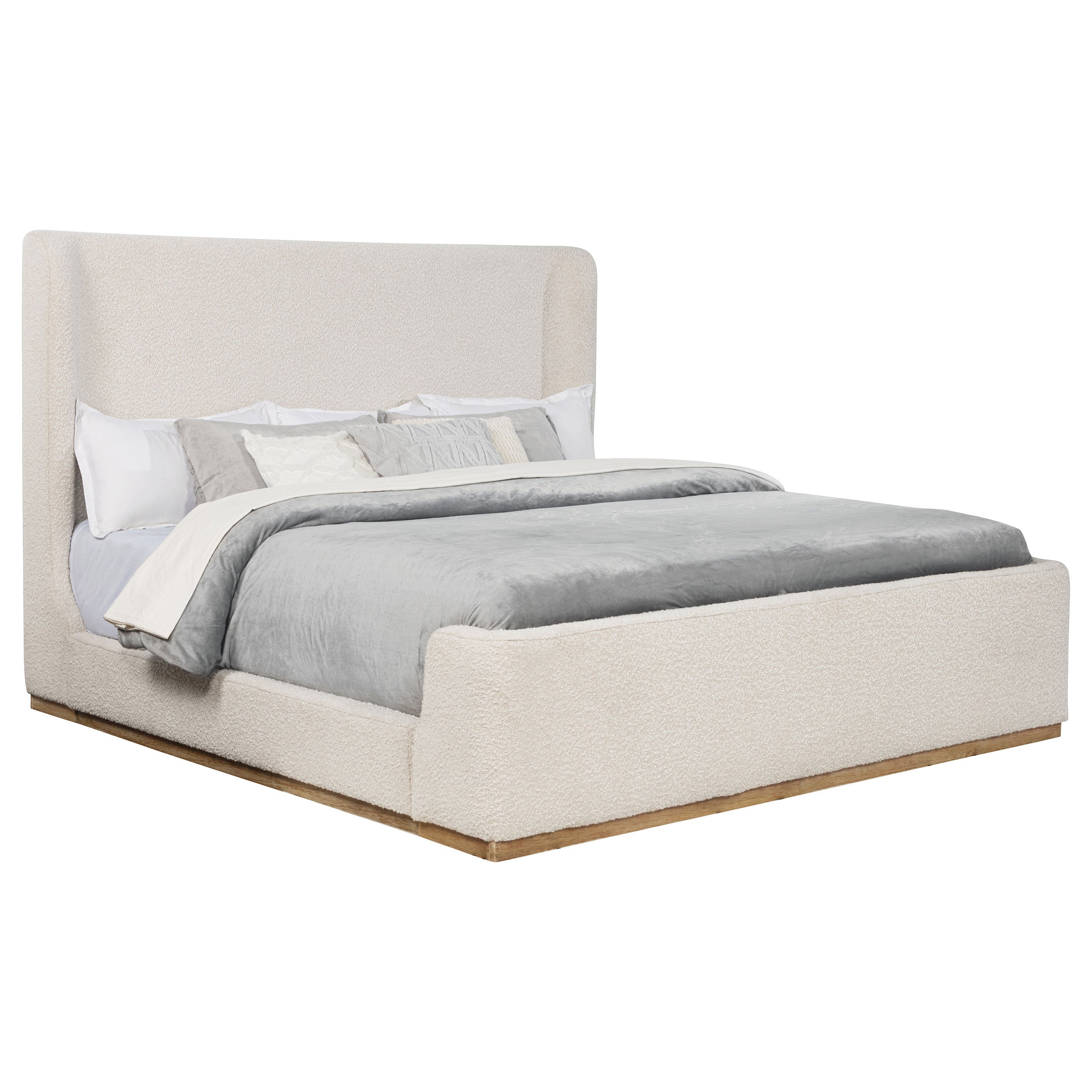 Nala Upholstered Eastern King Sleigh Bed Cream — view 3
