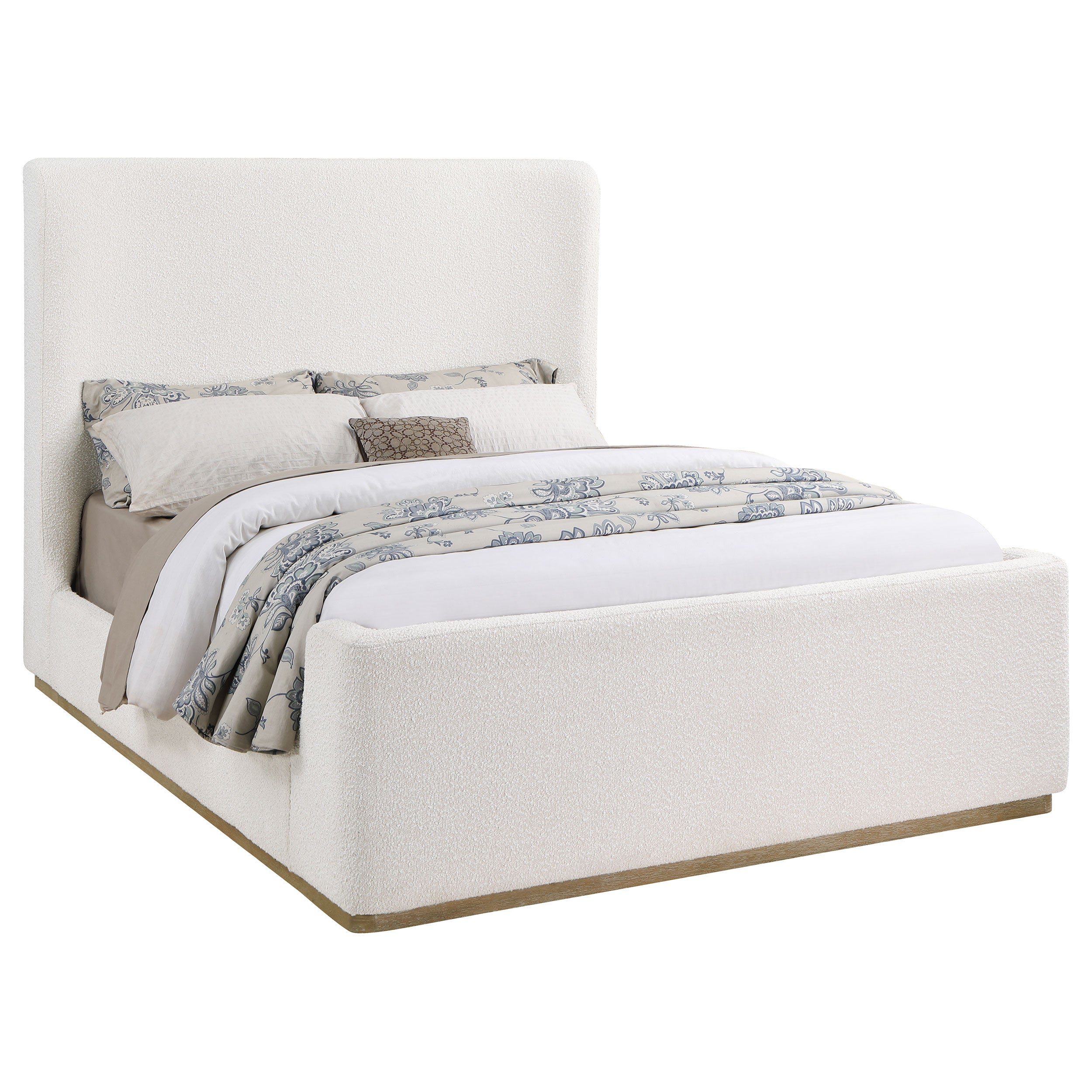 Nala Upholstered Queen Sleigh Bed Cream — view 3
