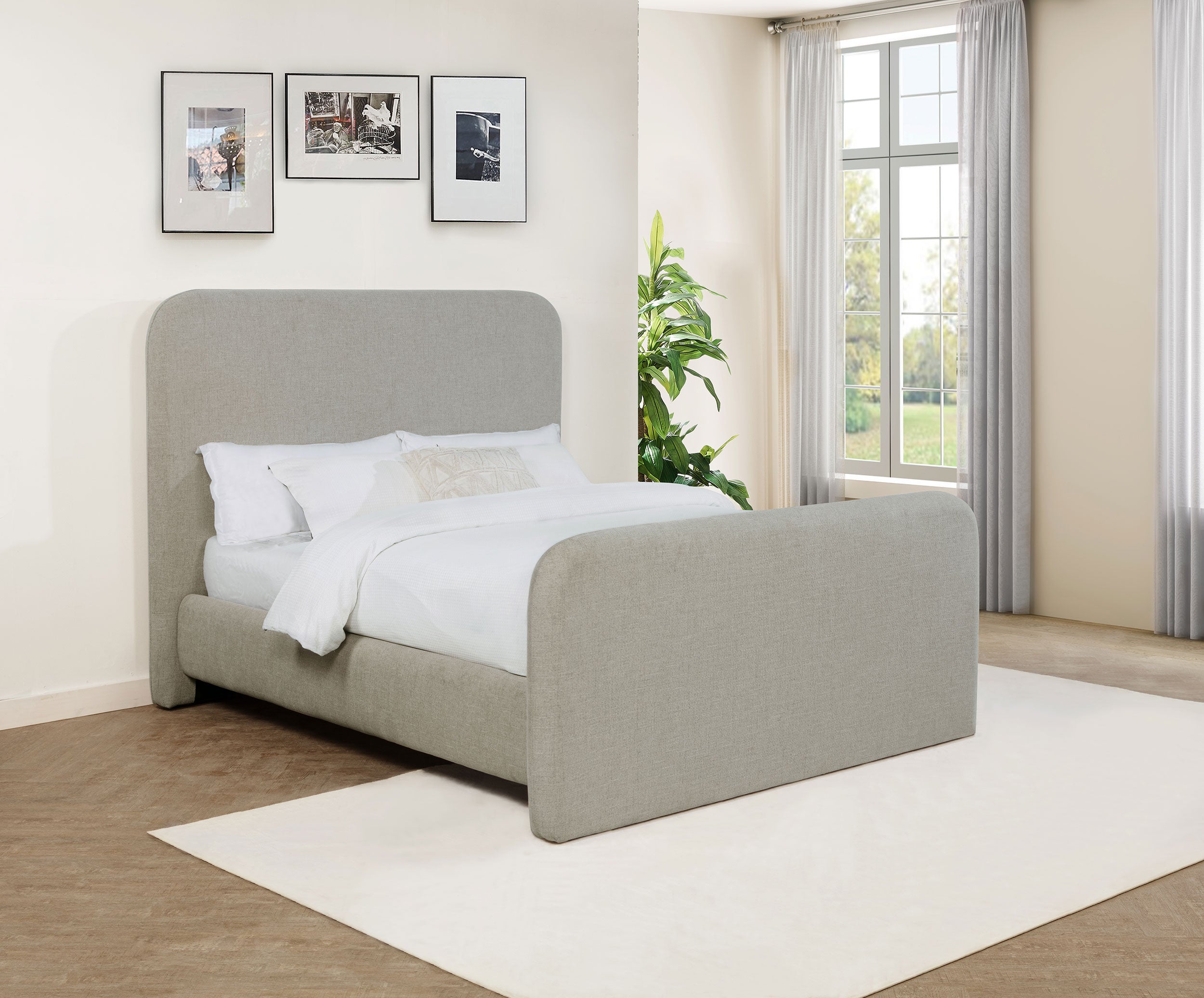 Wren Upholstered Queen Panel Bed Grey — view 2
