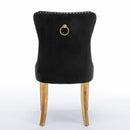 Nikki - Modern, High-End Tufted Solid Wood Contemporary Velvet Upholstered Dining Chair With Golden Stainless Steel Plating Legs, Nailhead Trim (Set of 2)