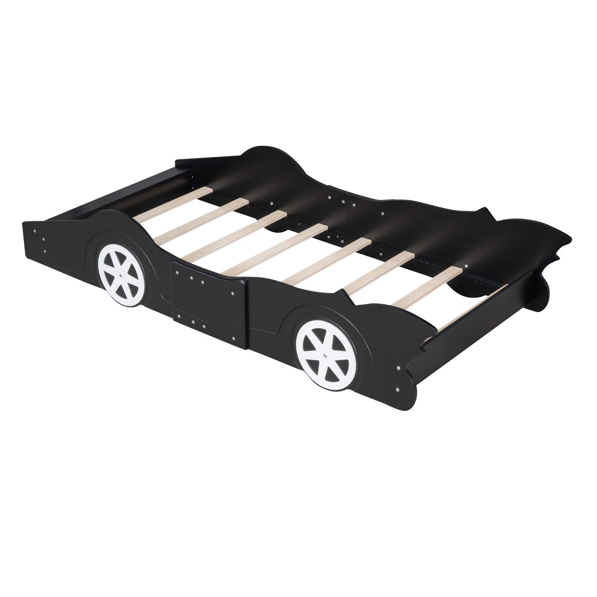 Twin Size Race Car-Shaped Platform Bed with Wheels,Black - Atlantic Fine Furniture Melbourne FL