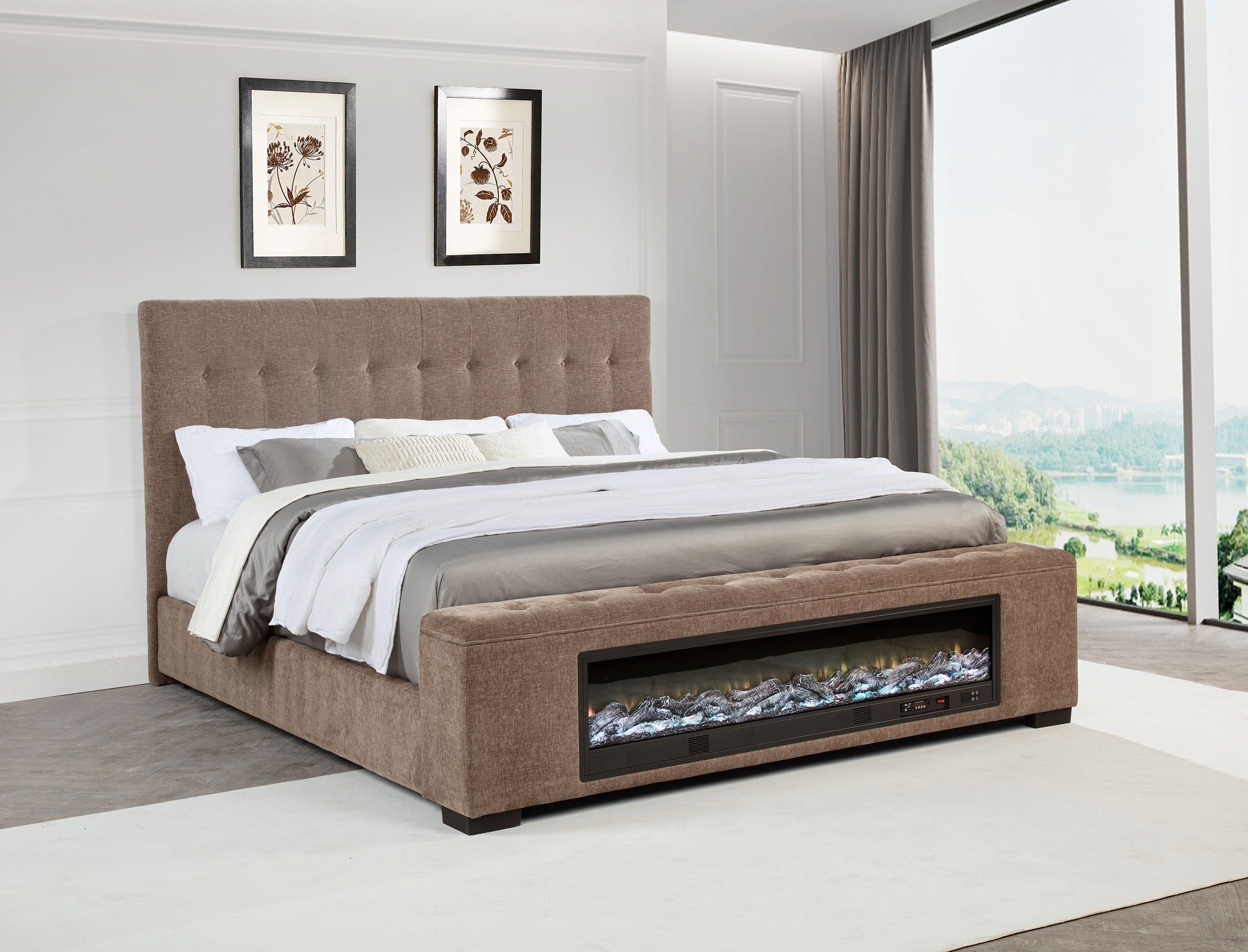 Senna Upholstered Eastern King Audio Flame Visualizer Bed Brown — view 2