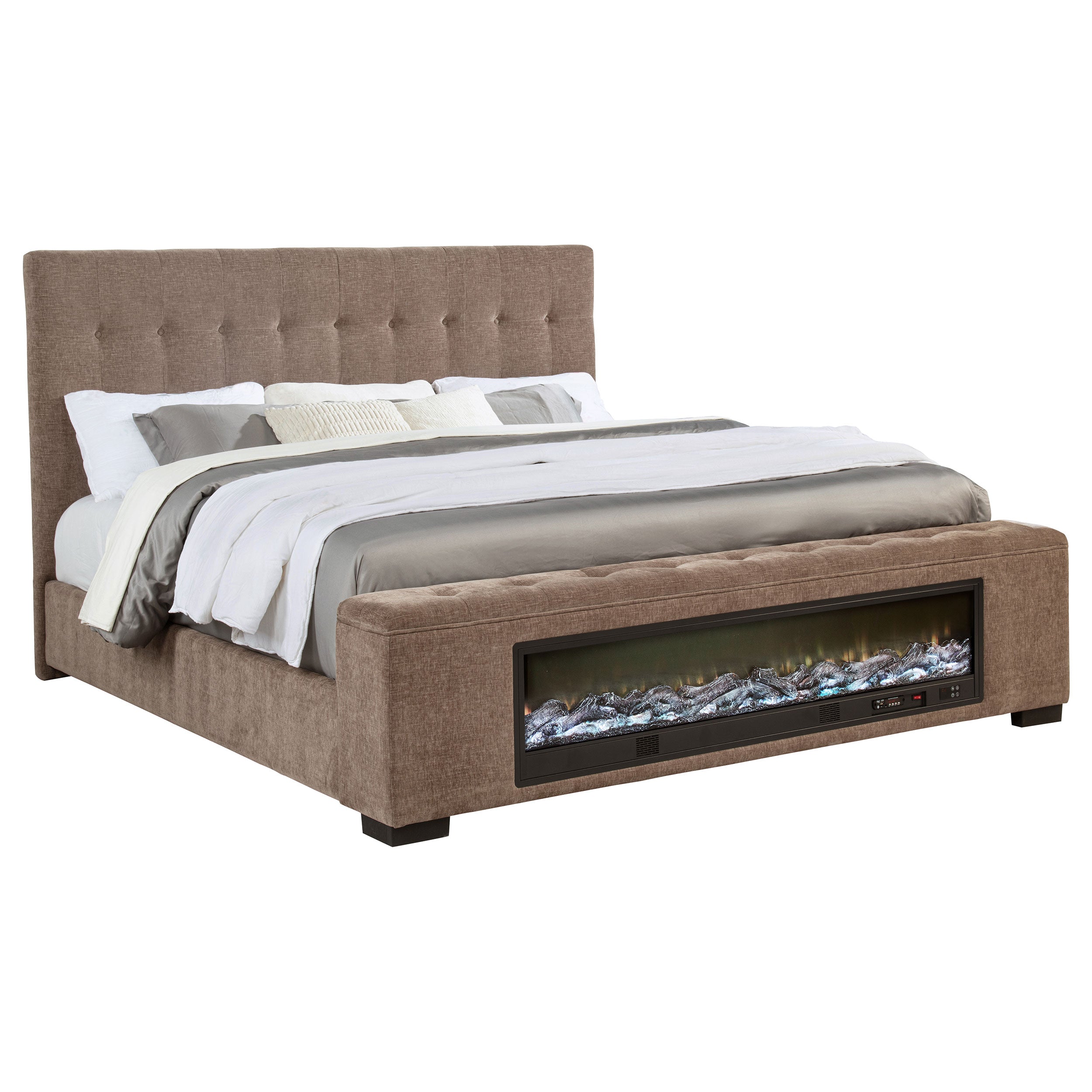 Senna Upholstered Eastern King Audio Flame Visualizer Bed Brown — view 3