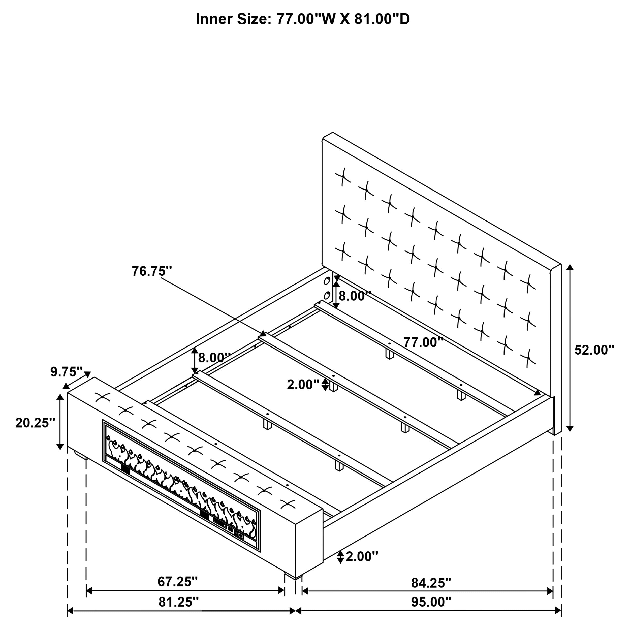 Senna Upholstered Eastern King Audio Flame Visualizer Bed Brown — view 12