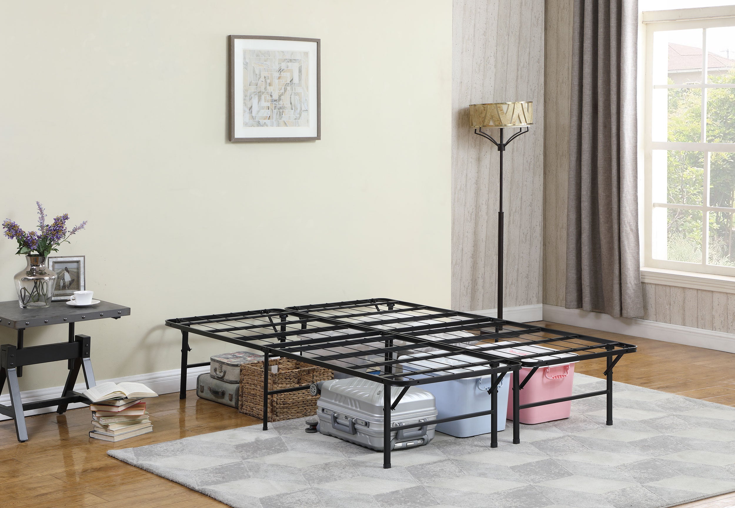 Mabel Metal Full Mattress Support Platform Bed Black — view 3
