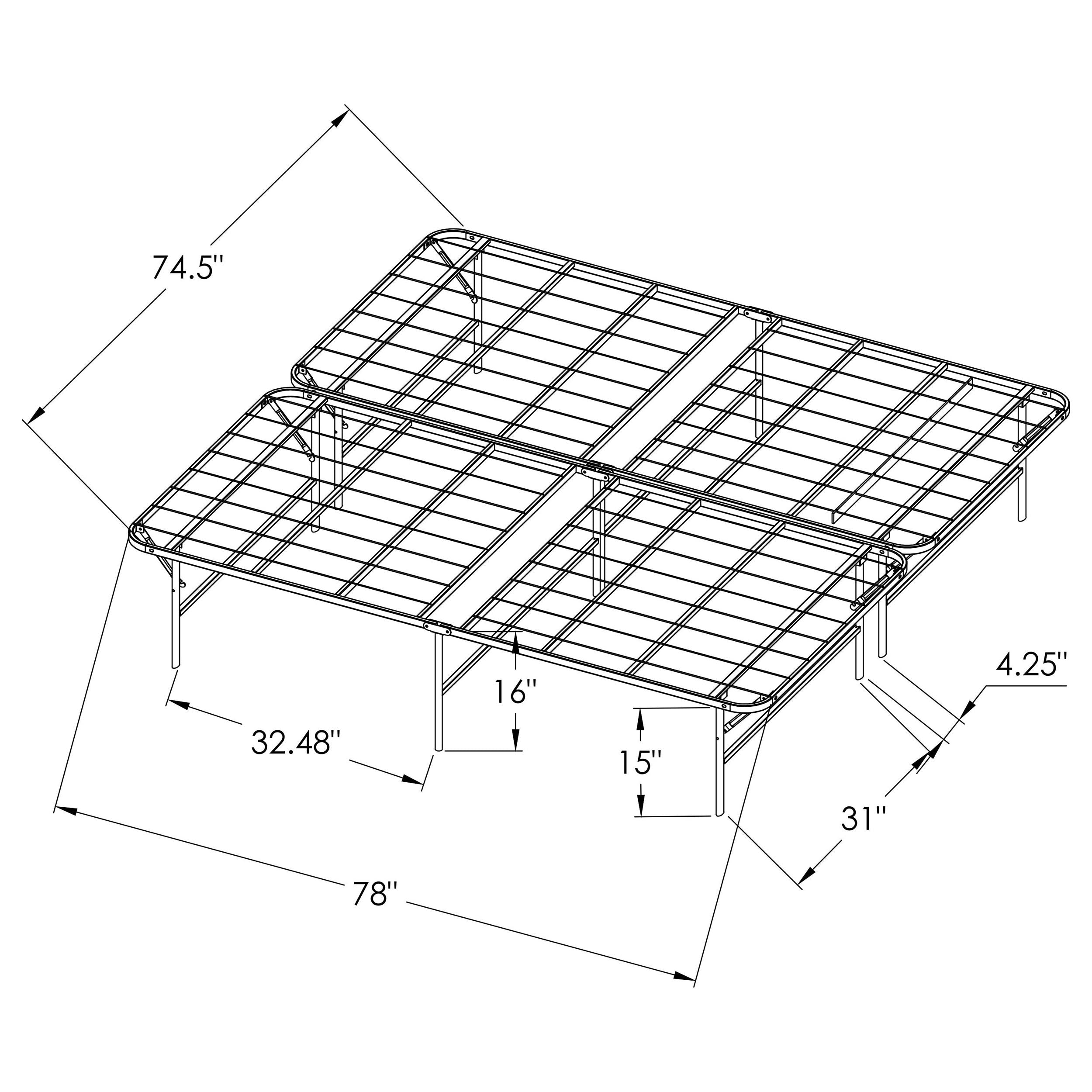 Mabel Metal Eastern King Mattress Support Platform Bed Black — view 9