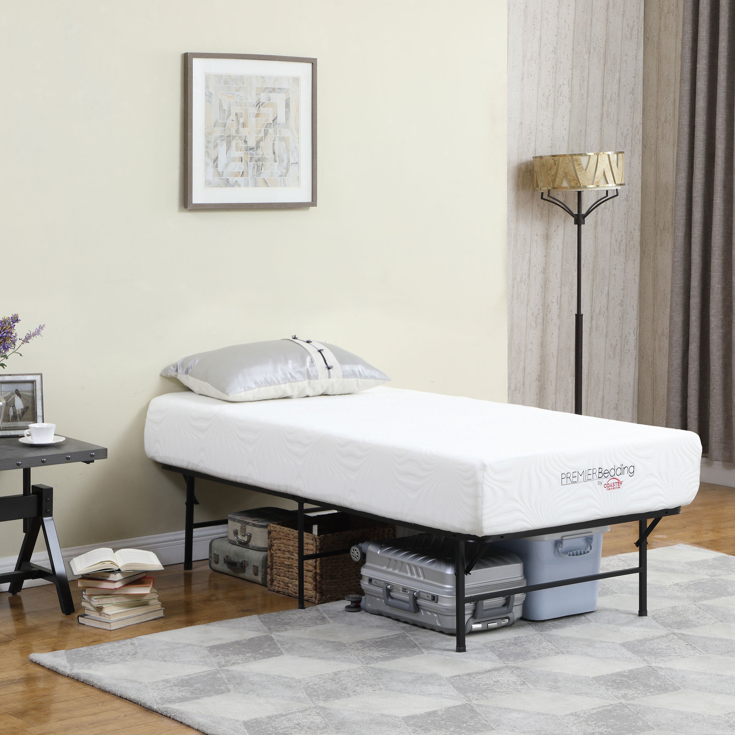 Mabel Metal Twin Mattress Support Platform Bed Black — view 2