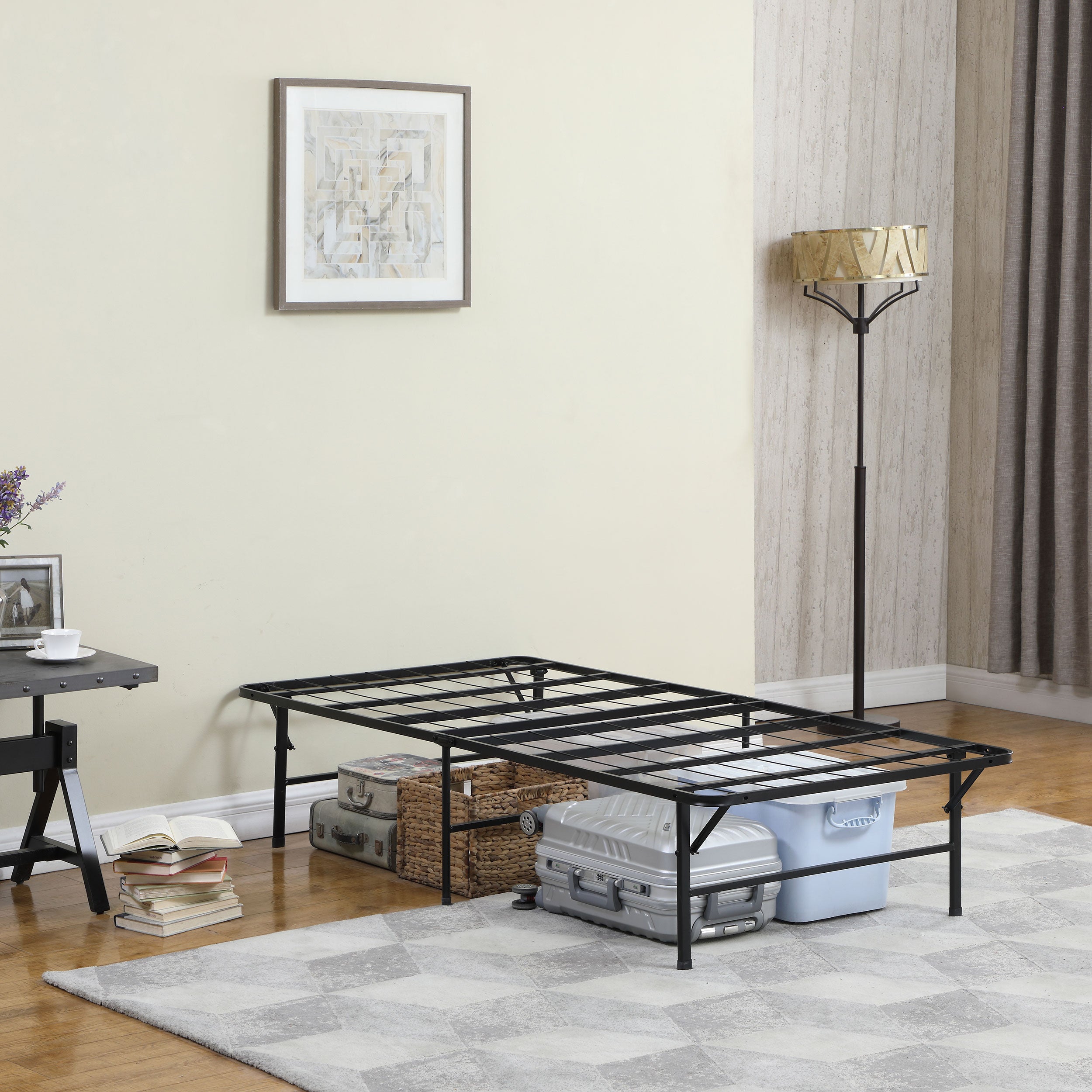 Mabel Metal Twin Mattress Support Platform Bed Black — view 3