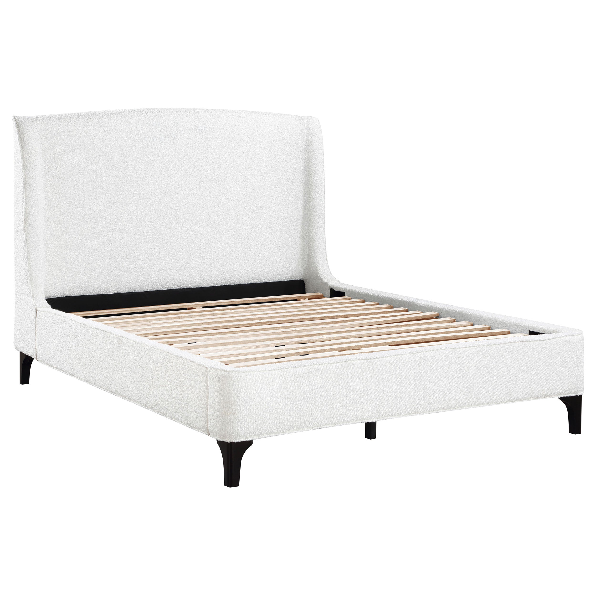 Mosby Upholstered Queen Wingback Bed Snow — view 1