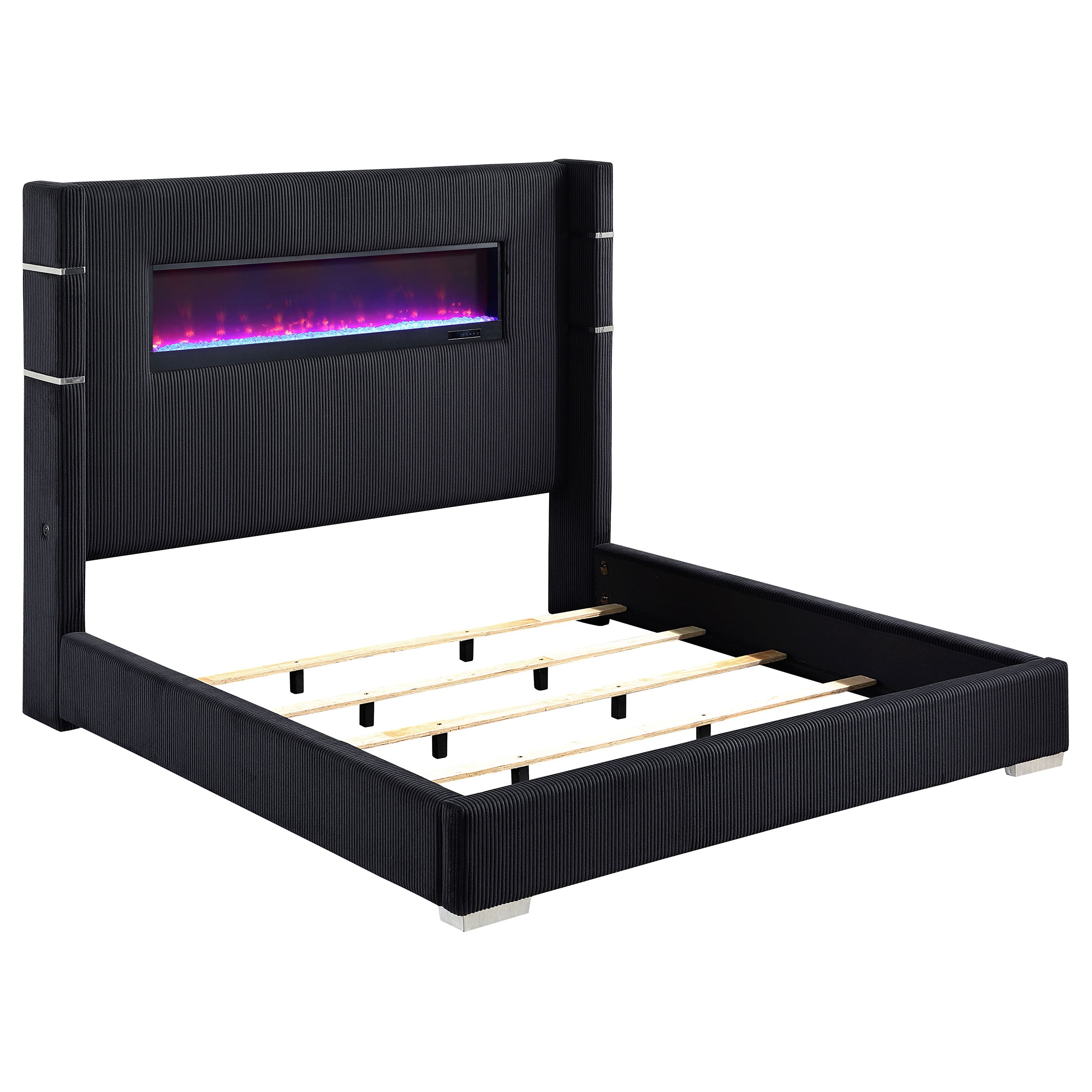 Tisdall Upholstered Cal King Flame Visualizer Bed Black — view 1