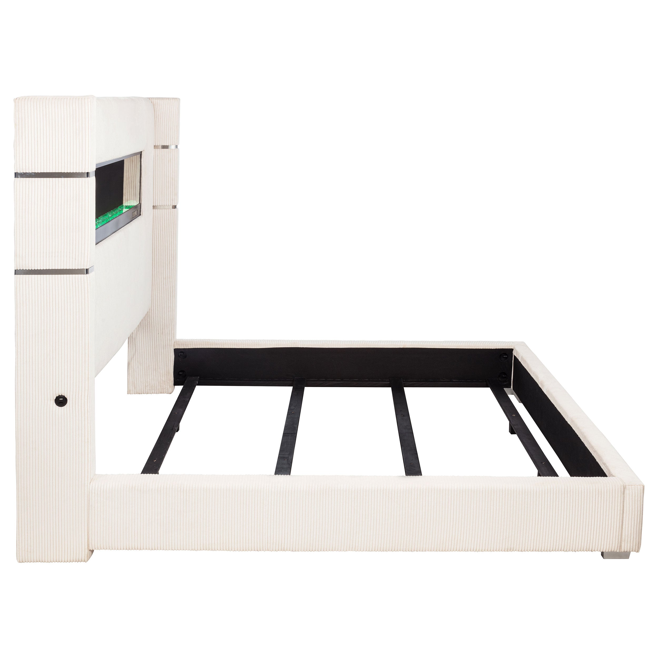 Tisdall Upholstered Eastern King Flame Visualizer Bed Cream — view 6