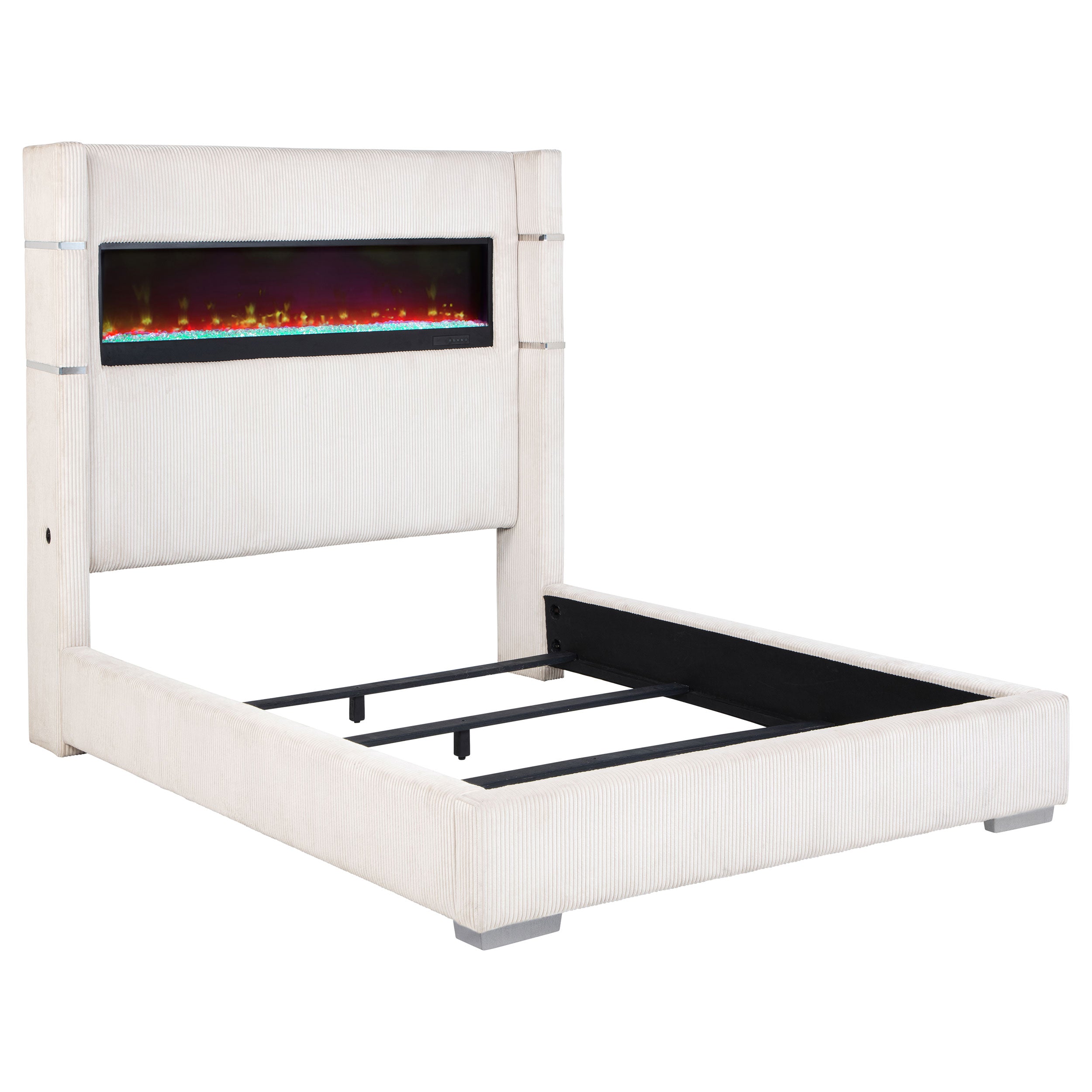 Tisdall Upholstered Cal King Flame Visualizer Bed Cream — view 1