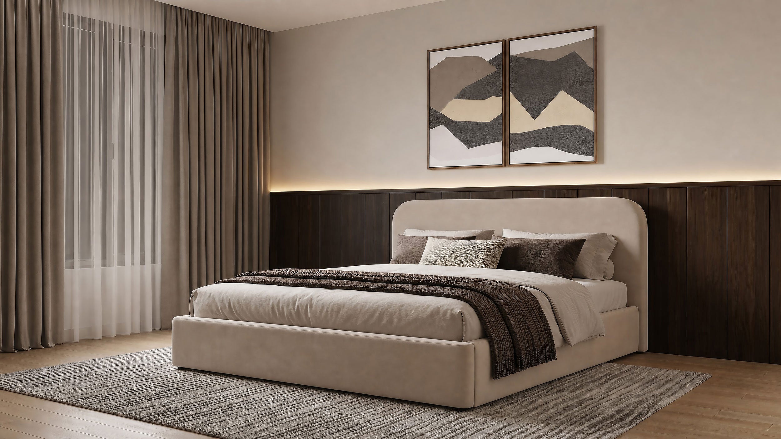 Anders Upholstered Eastern King Storage Lift Platform Bed Beige — view 2