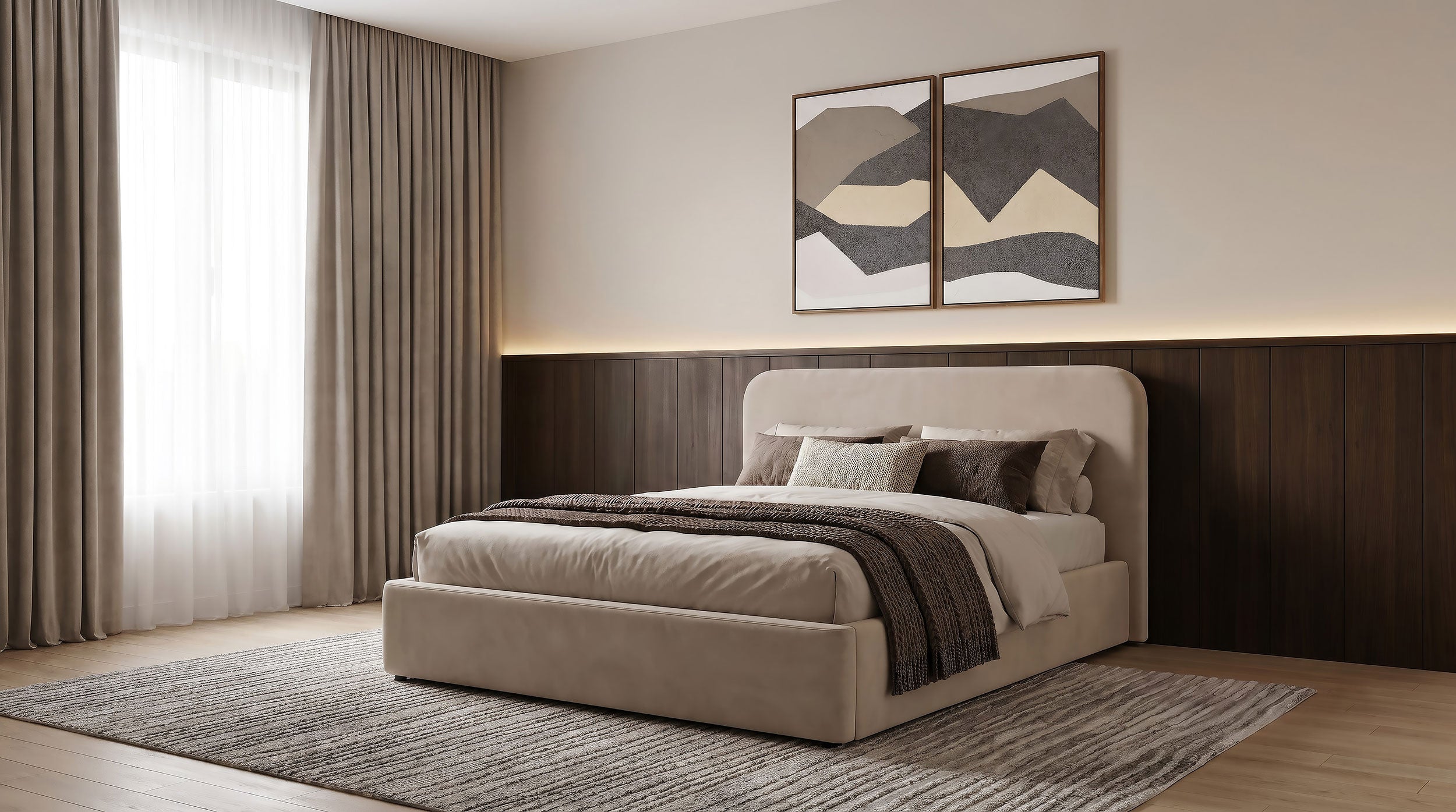 Anders Upholstered Queen Storage Lift Platform Bed Beige — view 2