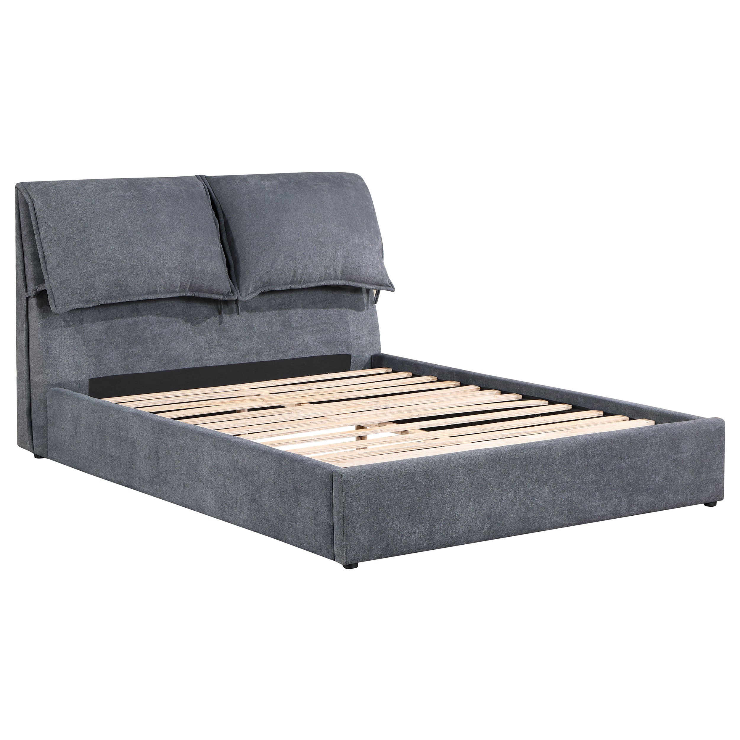 Laurel Upholstered Queen Panel Bed Dark Grey — view 1