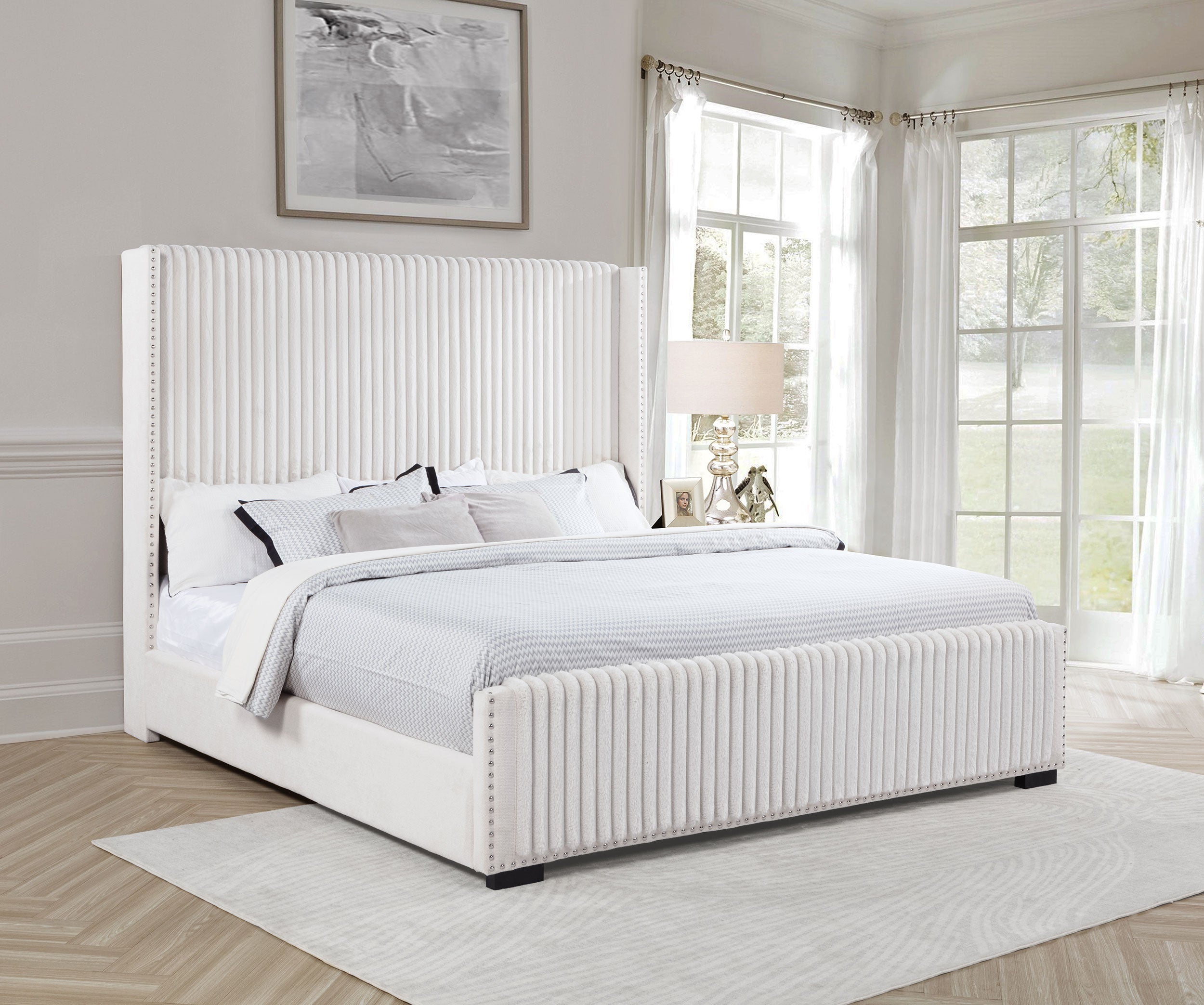 Natasha 65-inch Upholstered California King Bed Cream — view 2