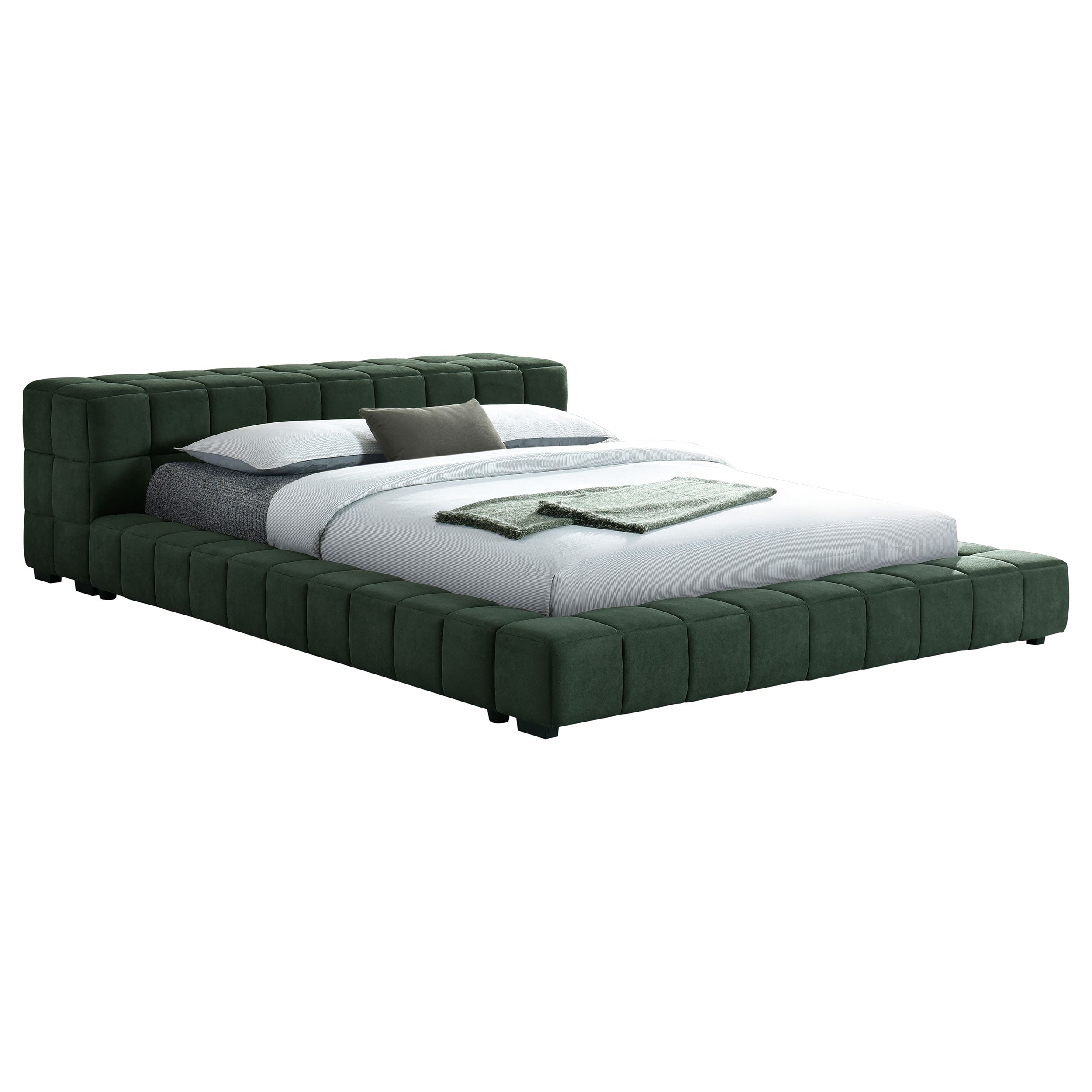 Trinity Upholstered Full Platform Bed Green — view 3
