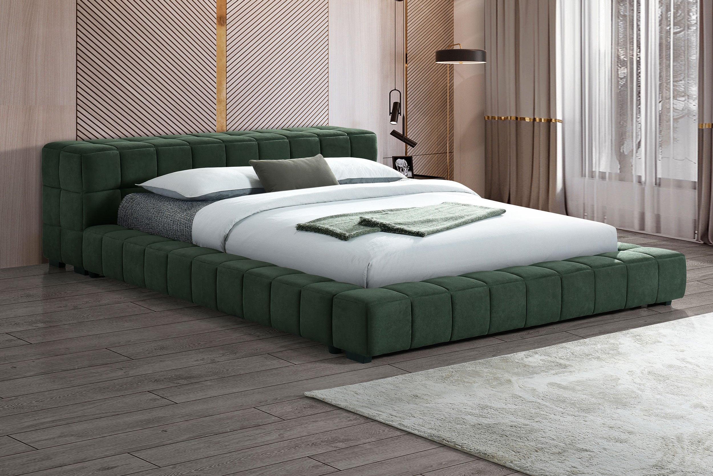 Trinity Upholstered Eastern King Platform Bed Green — view 2