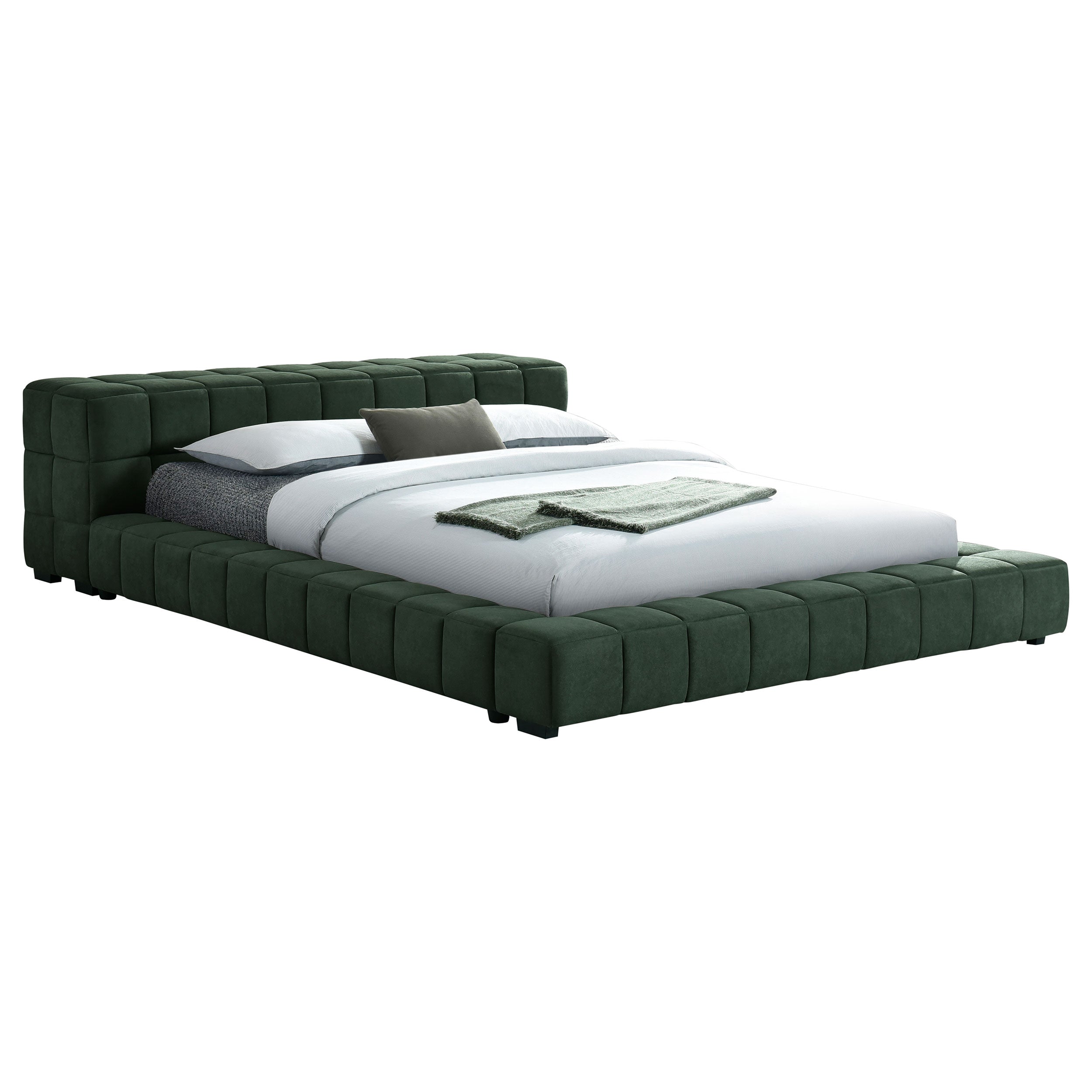 Trinity Upholstered Queen Platform Bed Green — view 3