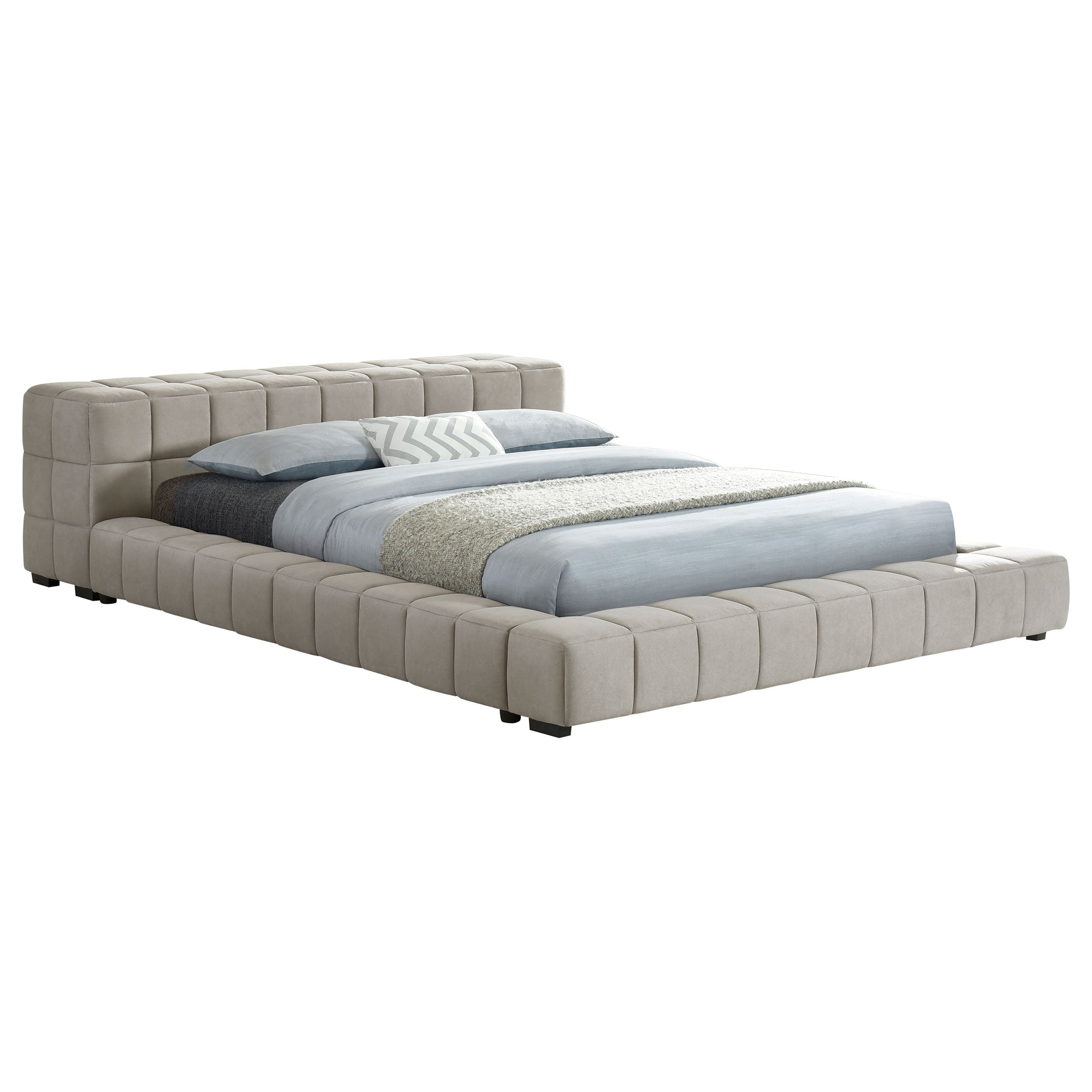 Trinity Upholstered Full Platform Bed Light Taupe — view 3