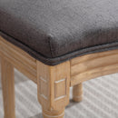 French Style Solid Wood Frame Antique Painting Linen Fabric Rattan Back Dining Chair (Set of 2)