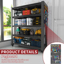 Heavy Duty Adjustable Metal Shelving Unit With Pegboard And Wheels For Multipurpose Storage