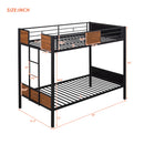 Twin Over Twin Bunk Bunk Bed With Safety Rail, Built In Ladder For Bedroom - Brown