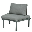 6 Piece Patio Set, Half Moon Outdoor Sectional Sofa With 2 High Low Coffee Tables, 4 Pillows & Cushions