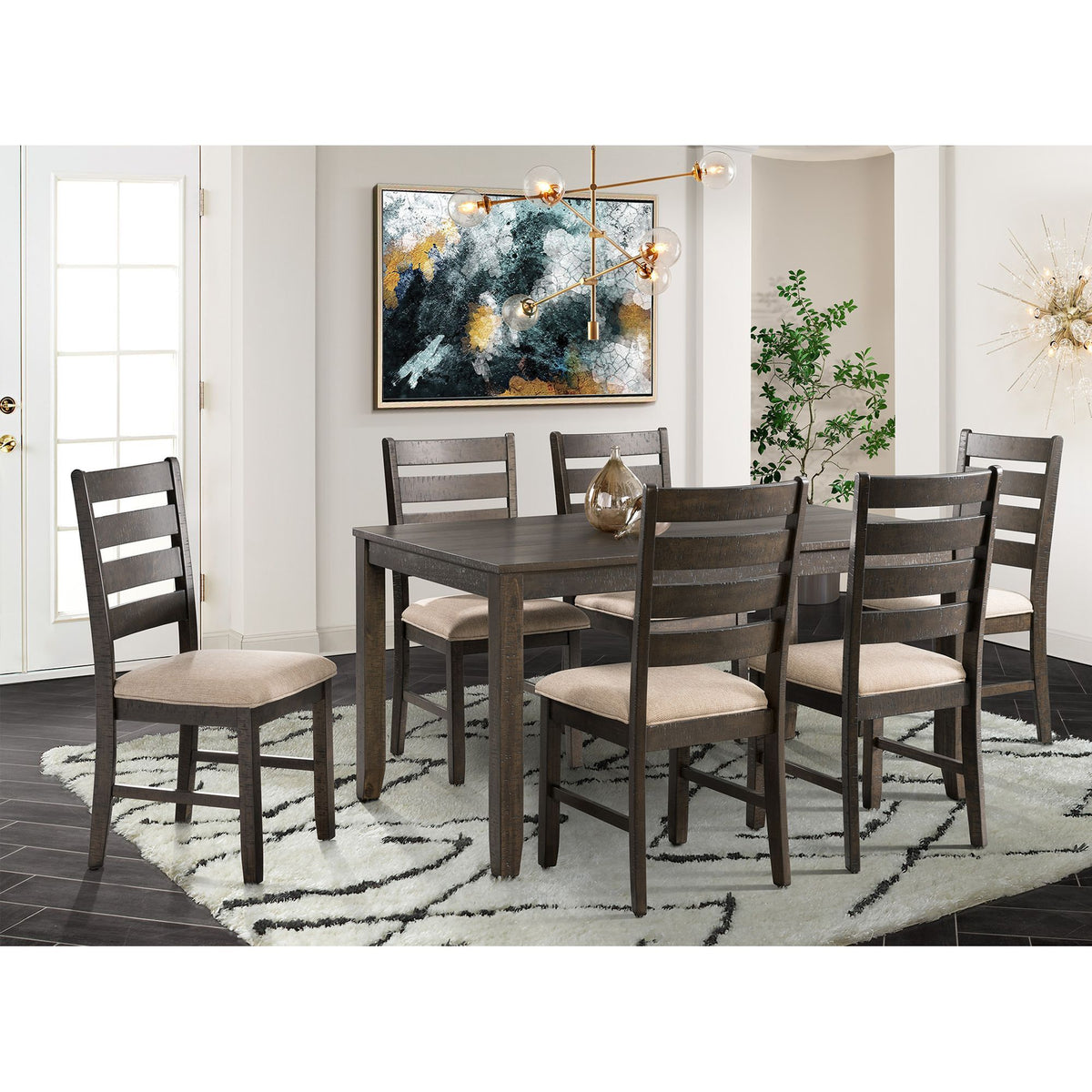 Brock 7 Piece Dining Set (Table And Six Chairs) in Walnut by Elements International