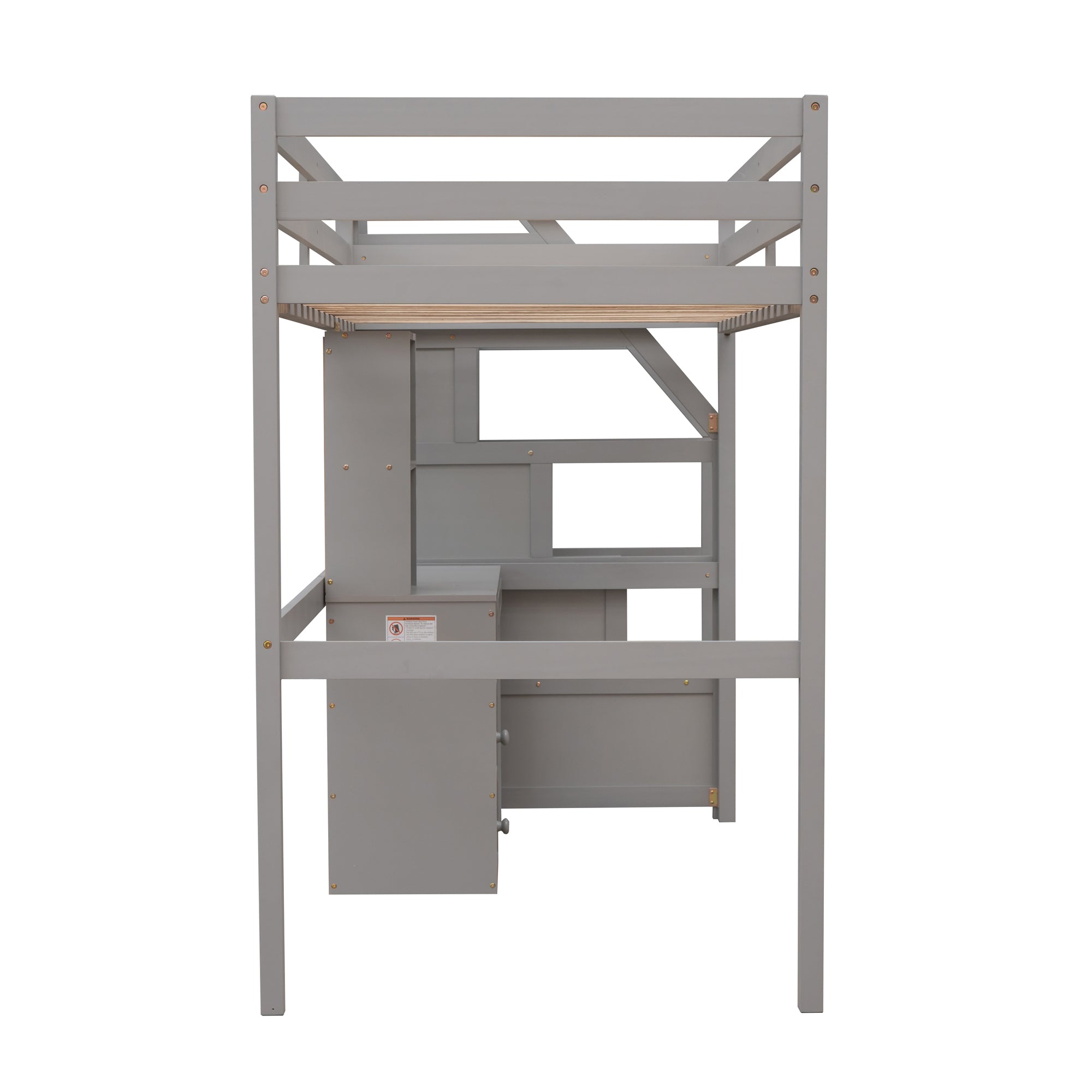 Twin Size Loft Bed with a Stand-alone Bed, Storage Staircase, Desk, Shelves and Drawers, Gray - Atlantic Fine Furniture Melbourne FL