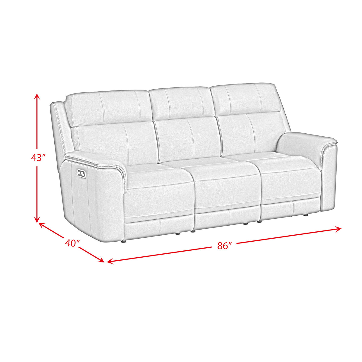 Mustang P3 Sofa With DDT, Wireless Chargerin in Dark Brown by Elements International, view 8