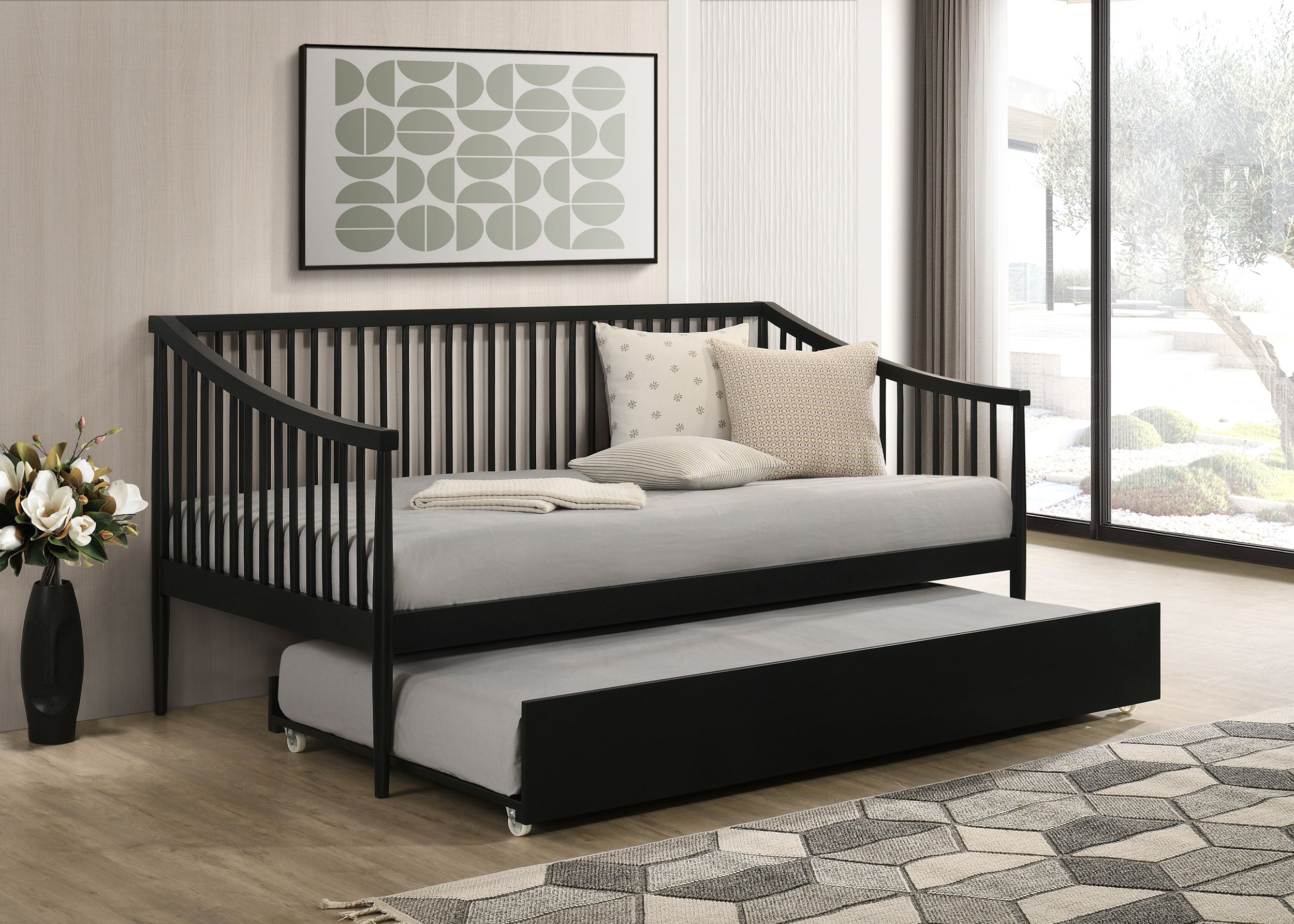 Delgado Windsor Twin Wood Daybed with Trundle Black — view 2