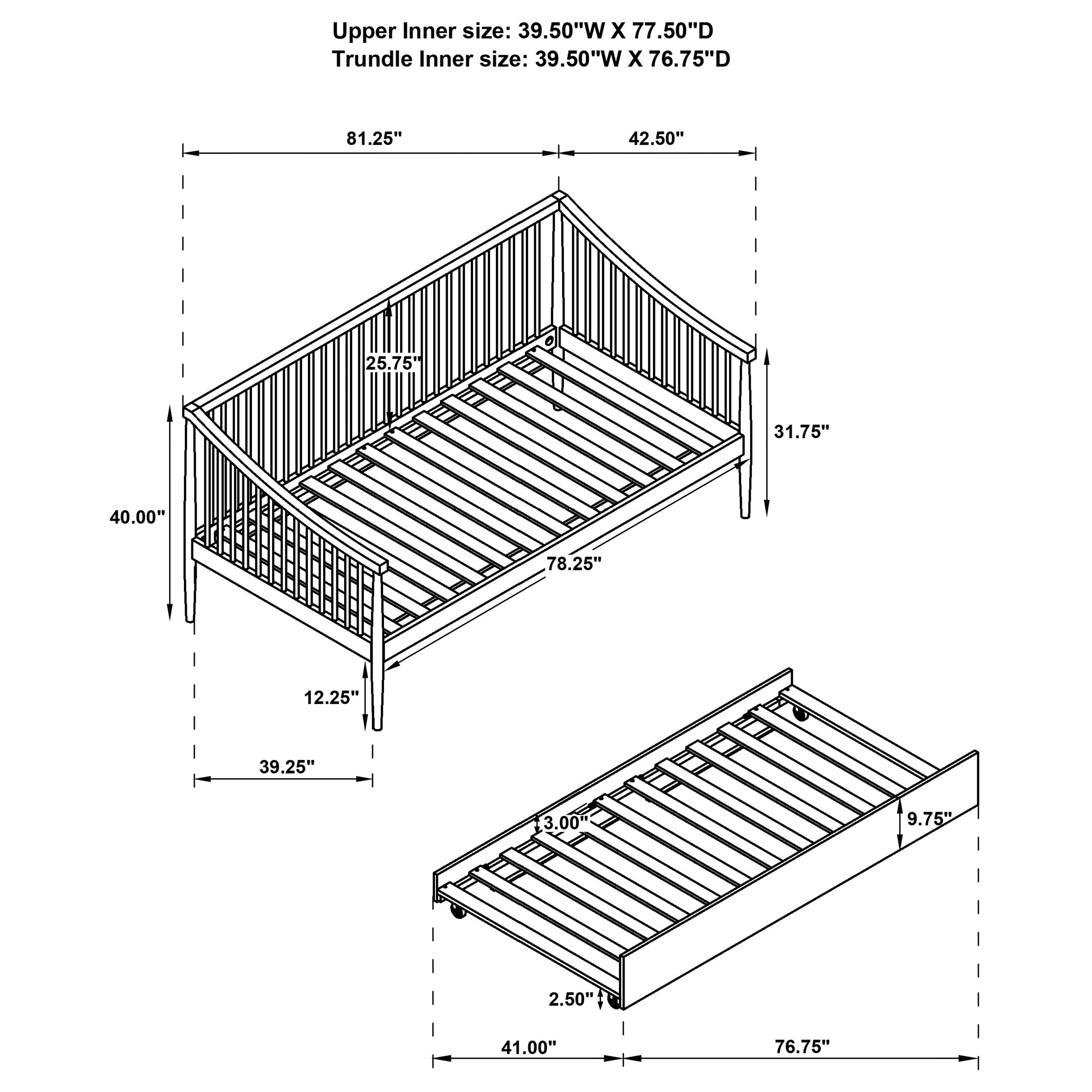 Delgado Windsor Twin Wood Daybed with Trundle Black — view 9