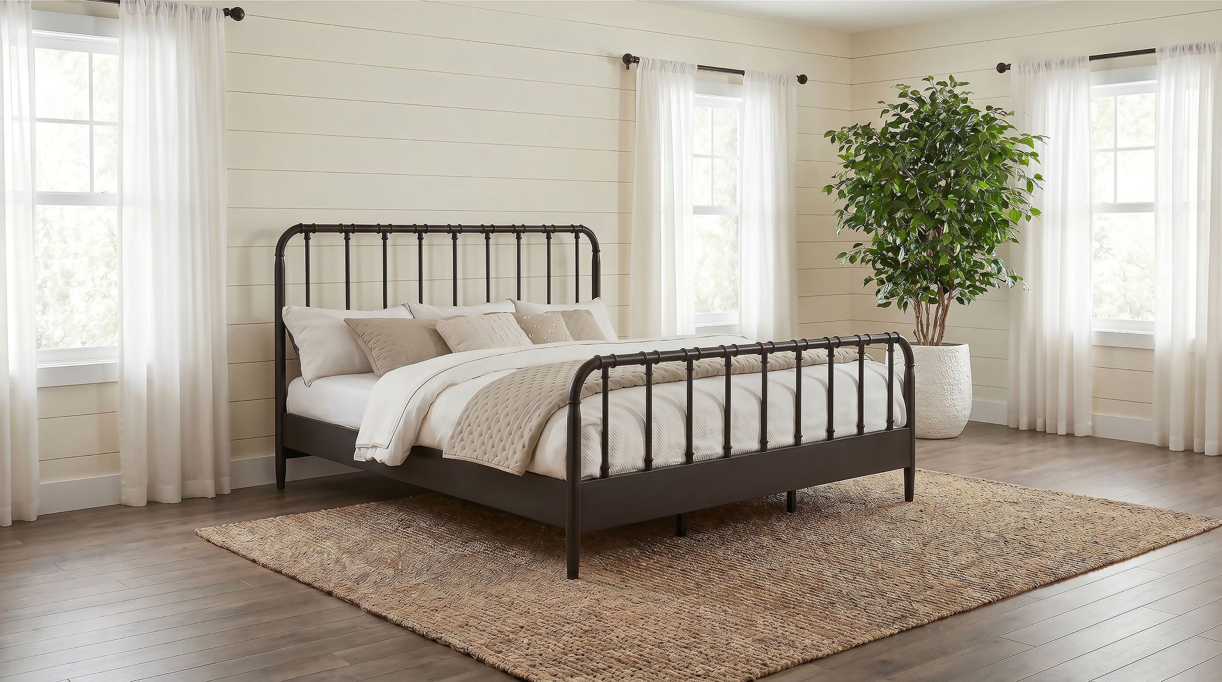 Rocco All Wood Water Pipe Open Frame Eastern King Bed Dark Bronze — view 2