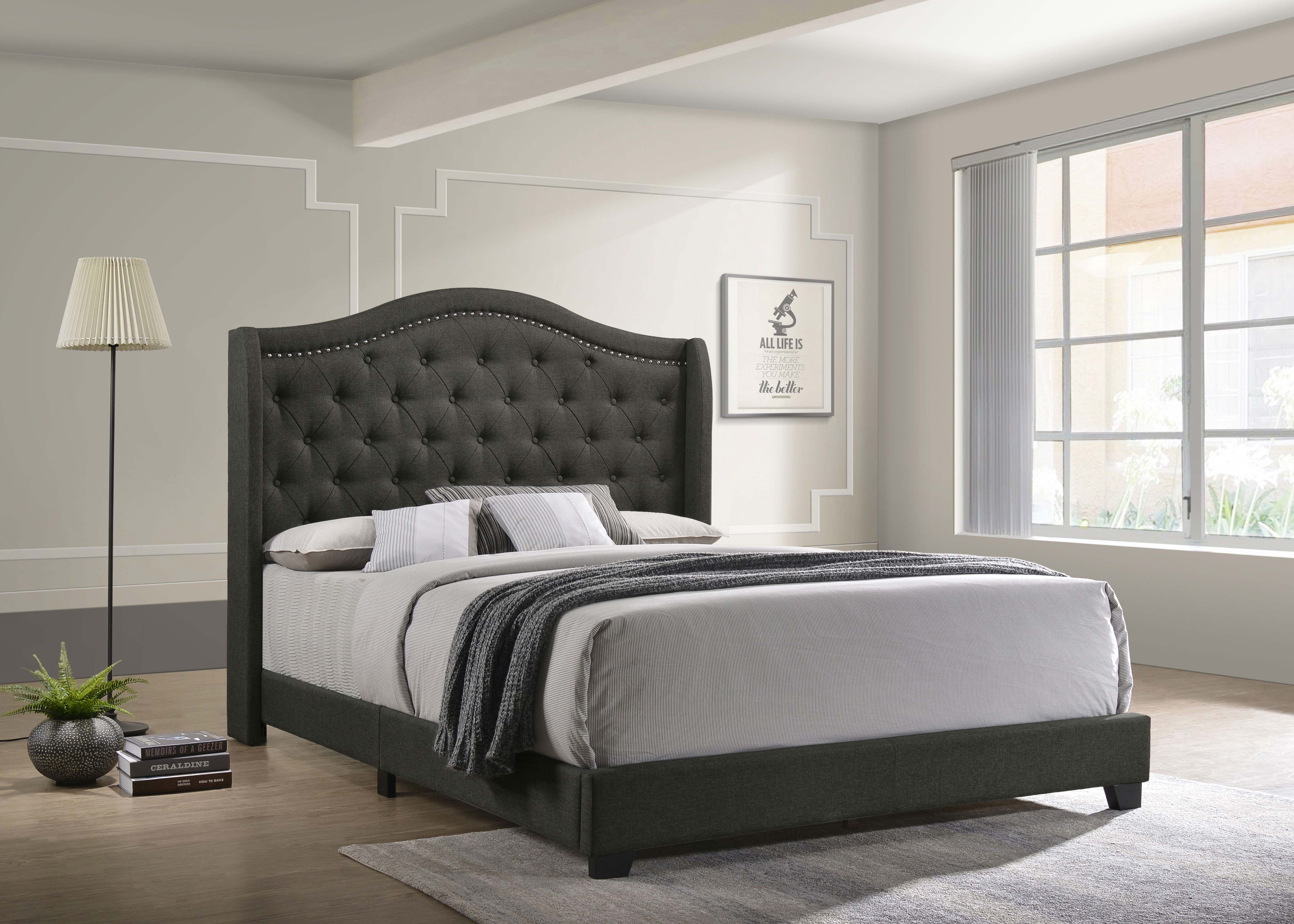 Sonoma Upholstered Full Wingback Bed Grey — view 2
