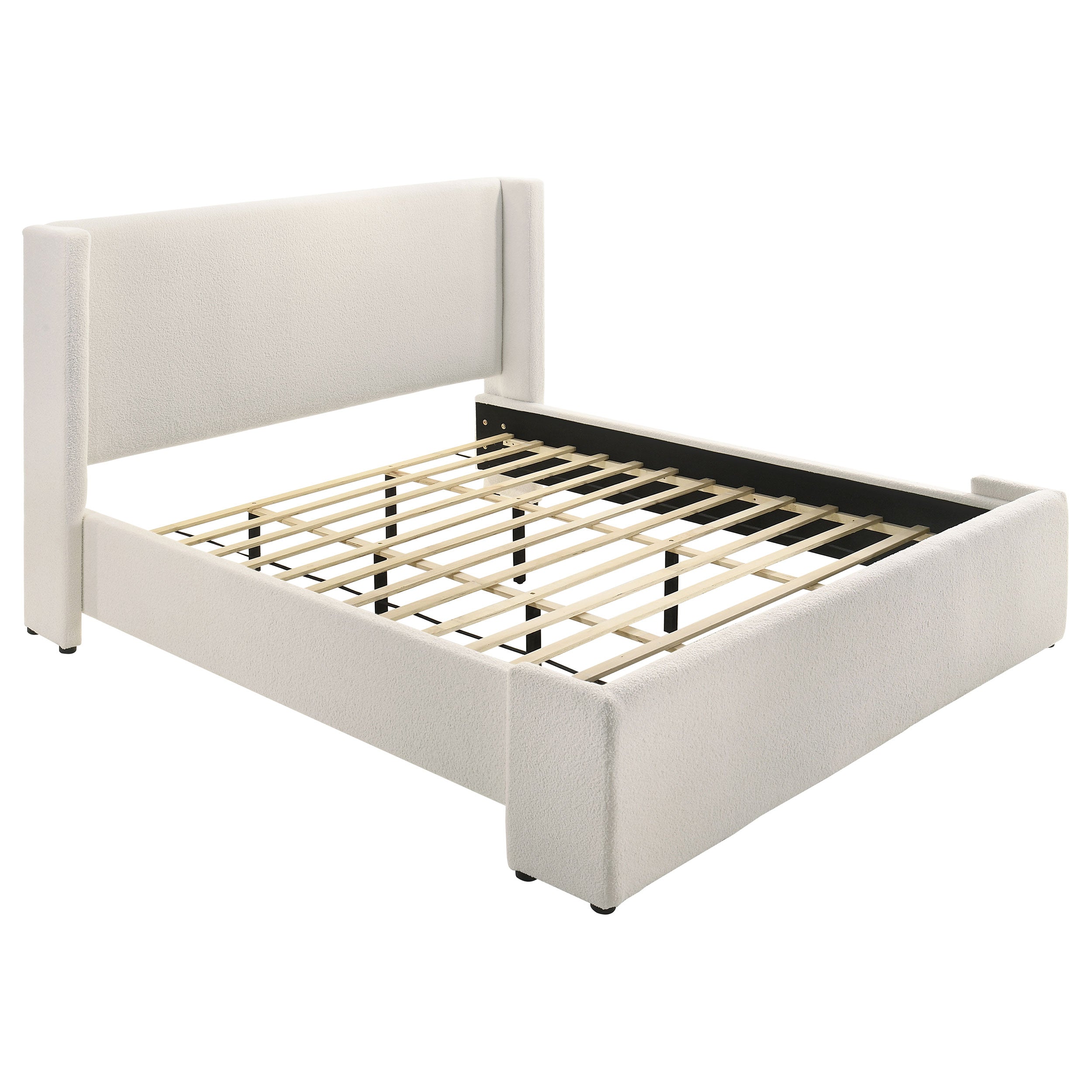 Alamosa Boucle Upholstered Eastern King Platform Bed White — view 1