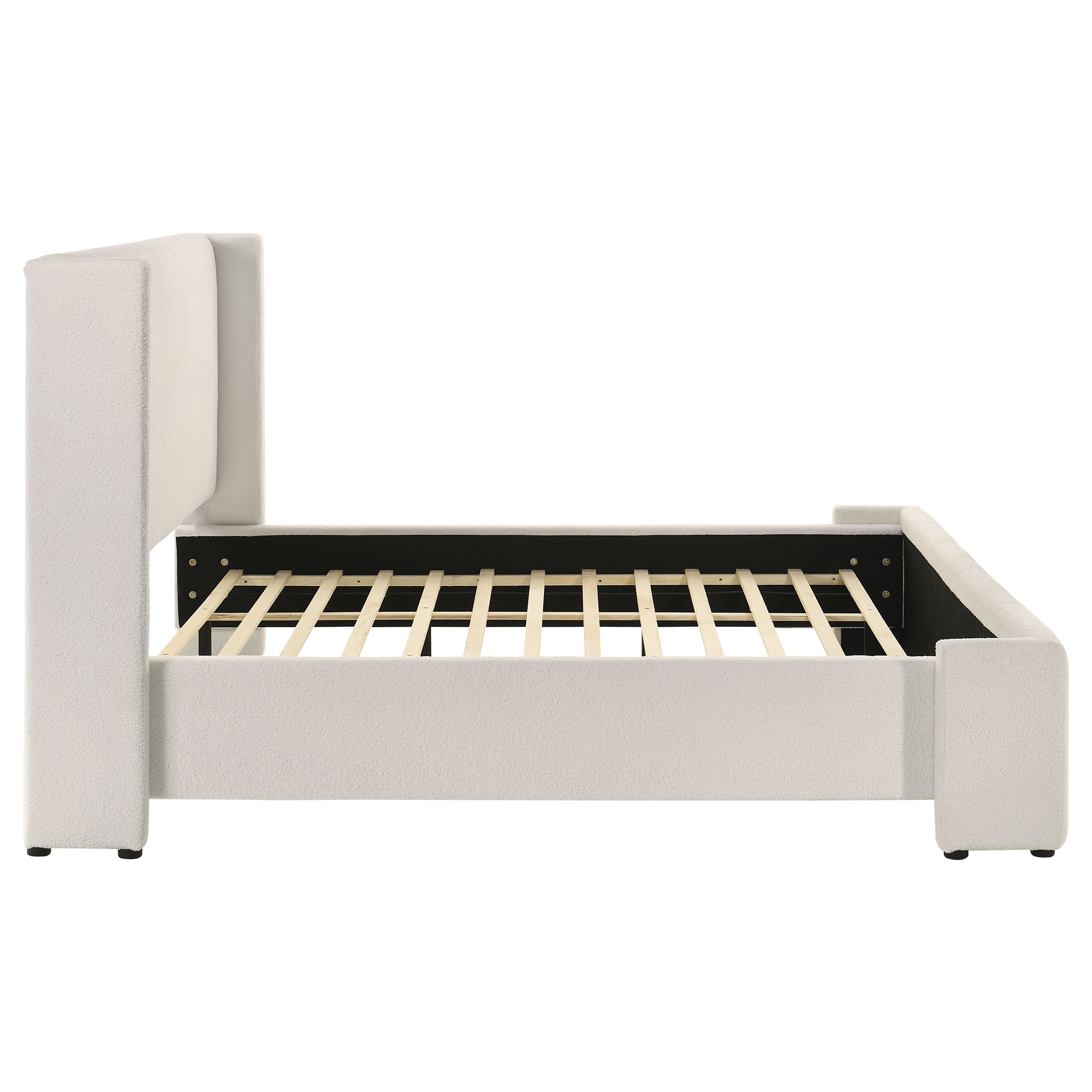 Alamosa Boucle Upholstered Eastern King Platform Bed White — view 6