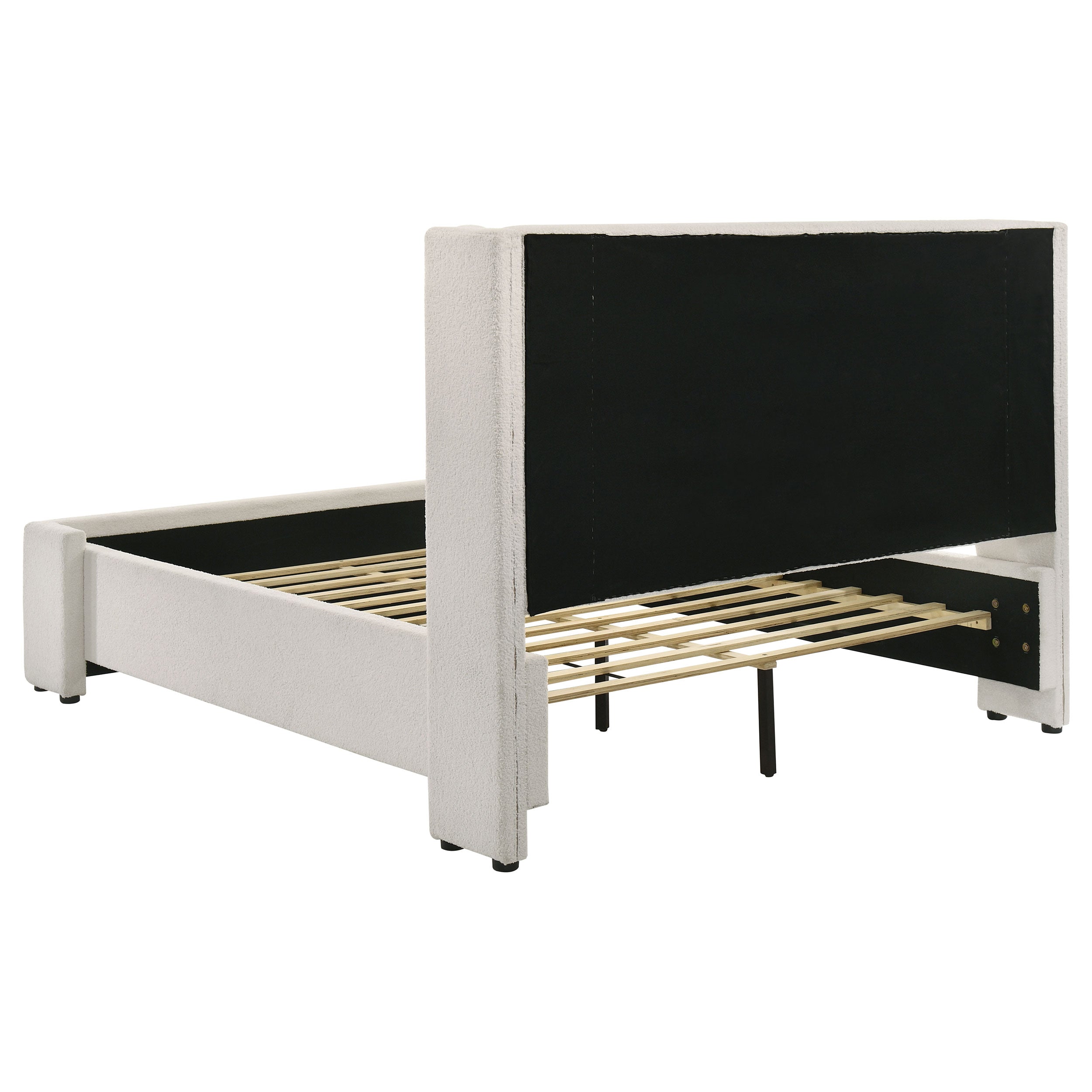 Alamosa Boucle Upholstered Queen Wingback Bed White — view 5