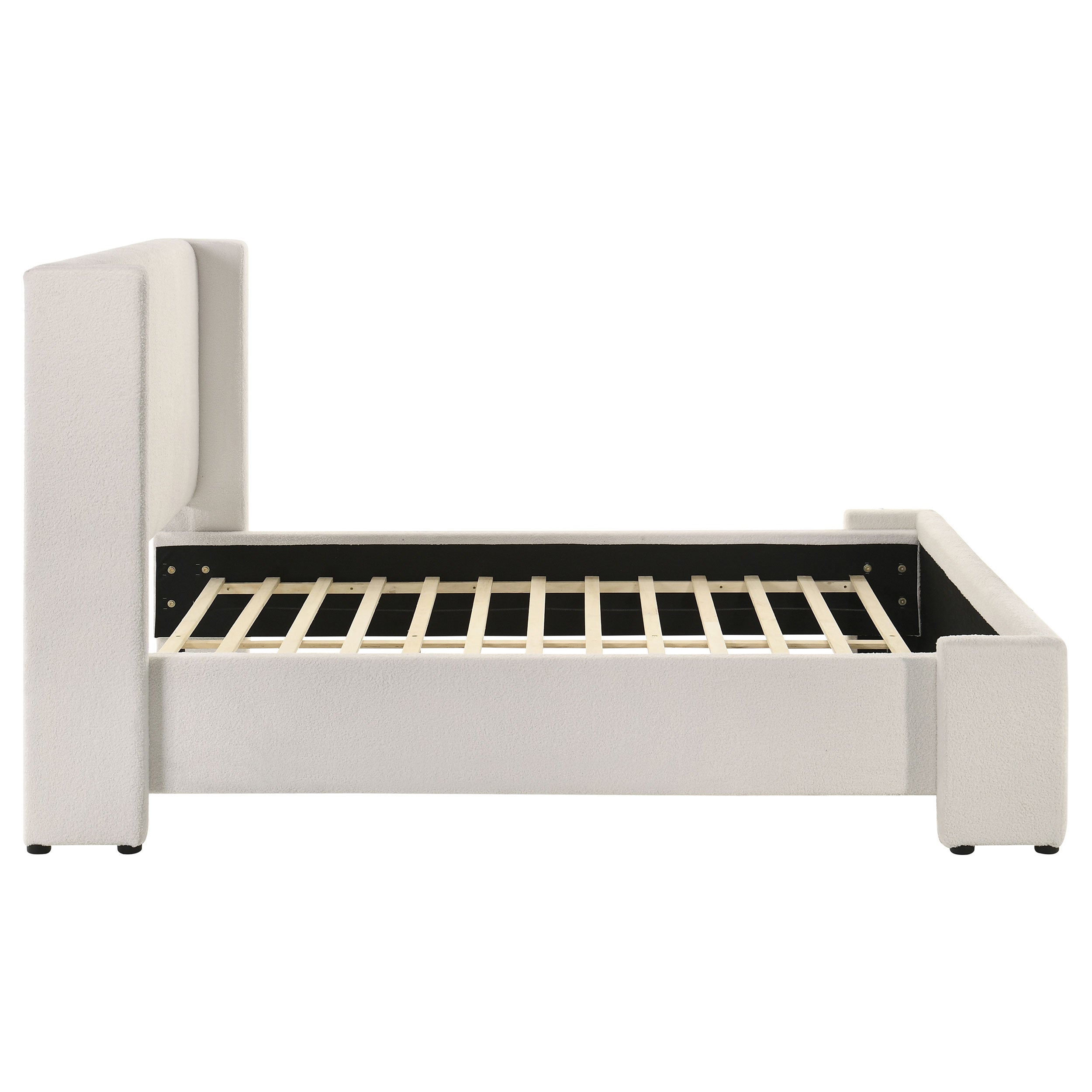 Alamosa Boucle Upholstered Queen Wingback Bed White — view 6