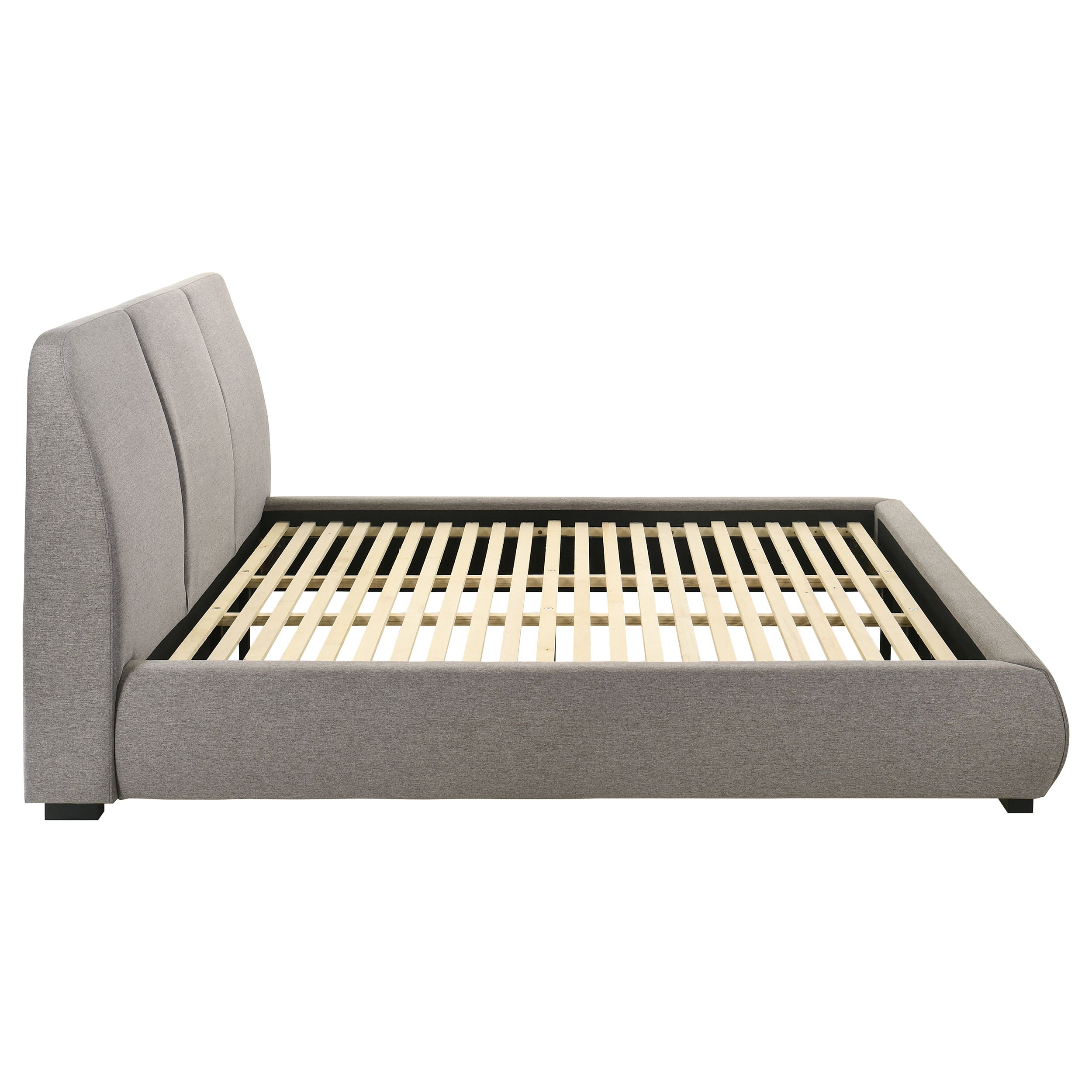 Mokena 46-inch Upholstered Eastern King Platform Bed Taupe — view 6