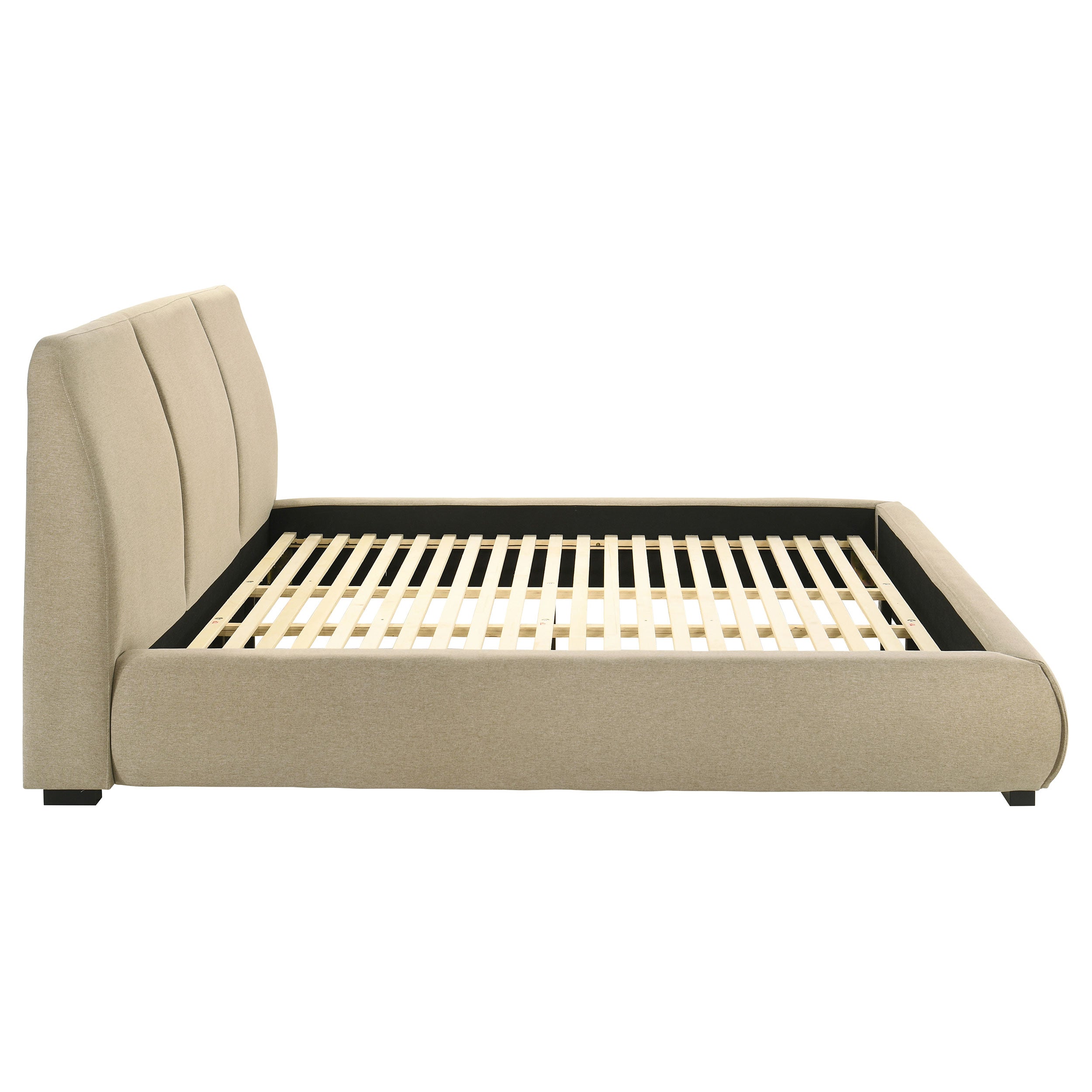 Mokena 46-inch Upholstered Eastern King Platform Bed Brown — view 6